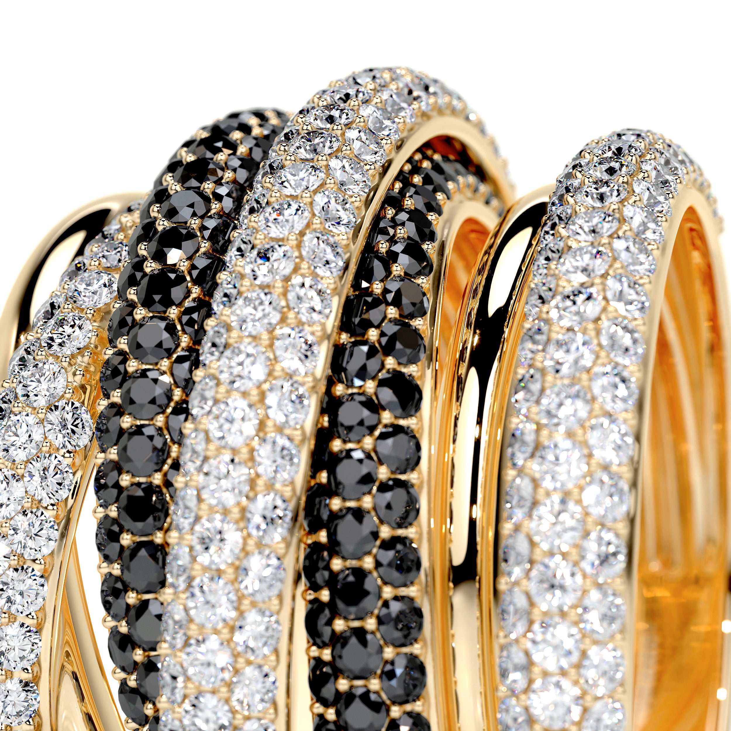 Aurora Black & White Lab Grown Diamond Wedding Ring (3 Carat) -18K Yellow Gold