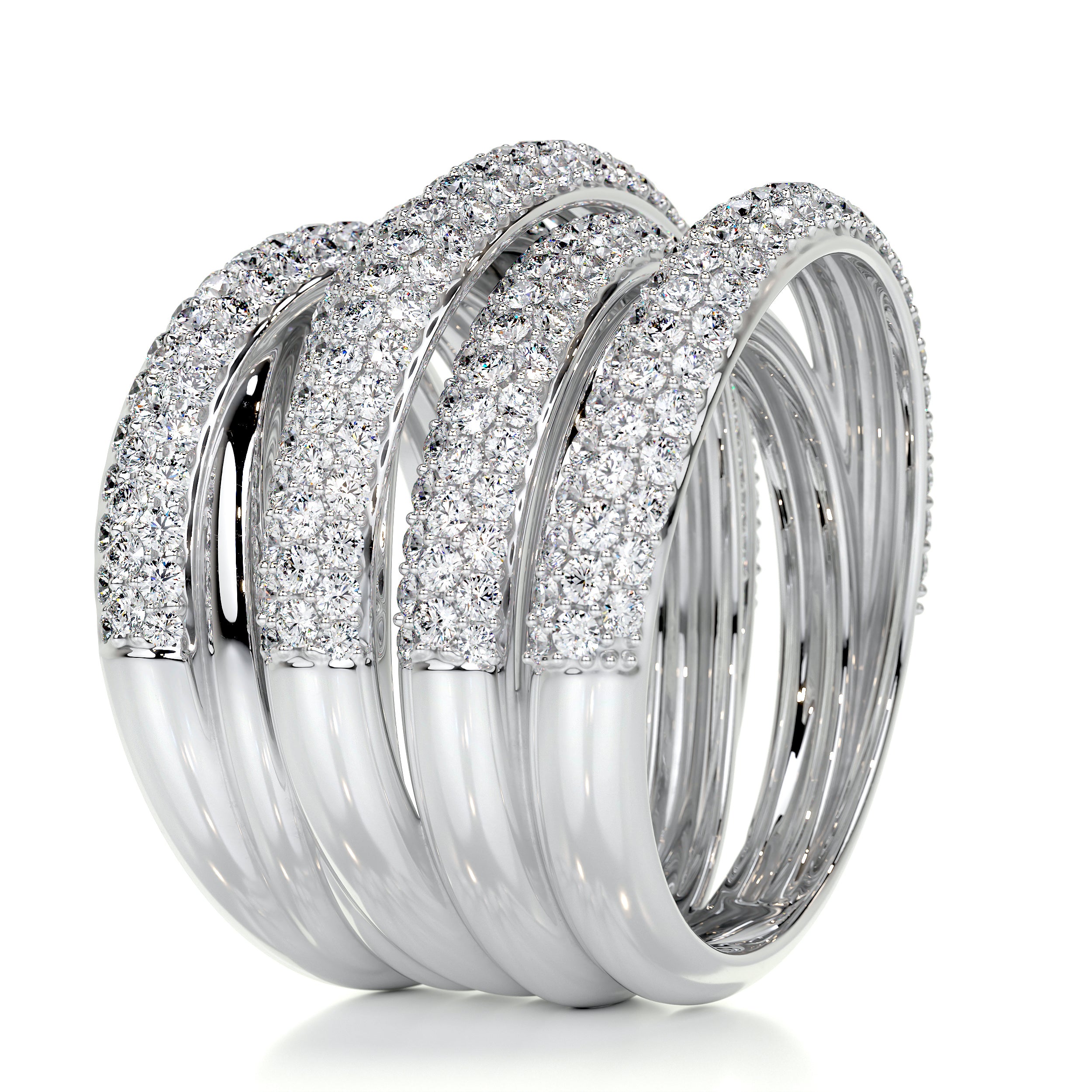 Aurora Diamond Wedding Ring   (3 Carat) -14K White Gold