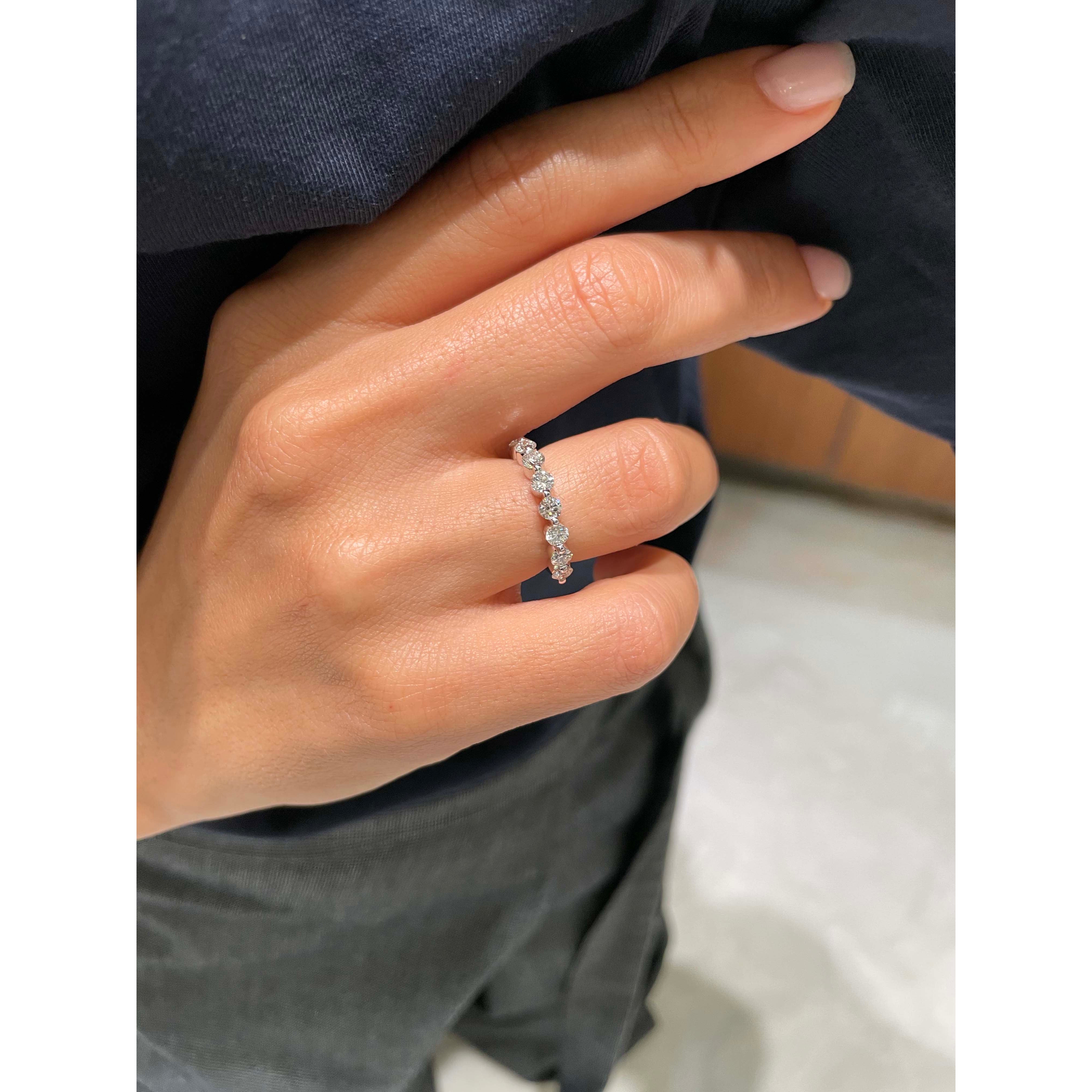 Josie Lab Grown Half-Eternity Wedding Ring   (1 Carat) -14K White Gold