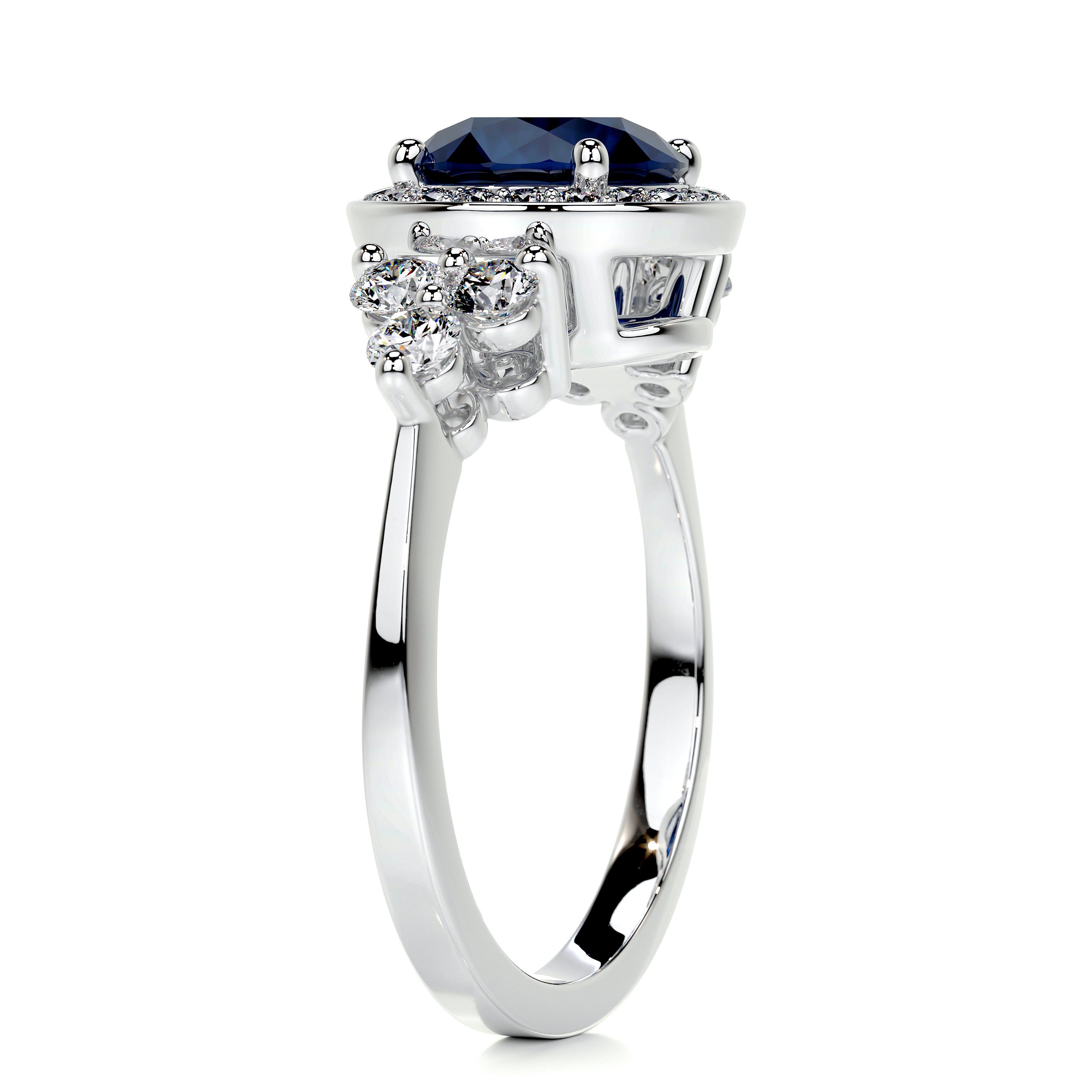 Ivy Gemstone & Diamonds Ring   (2 Carat) -14K White Gold
