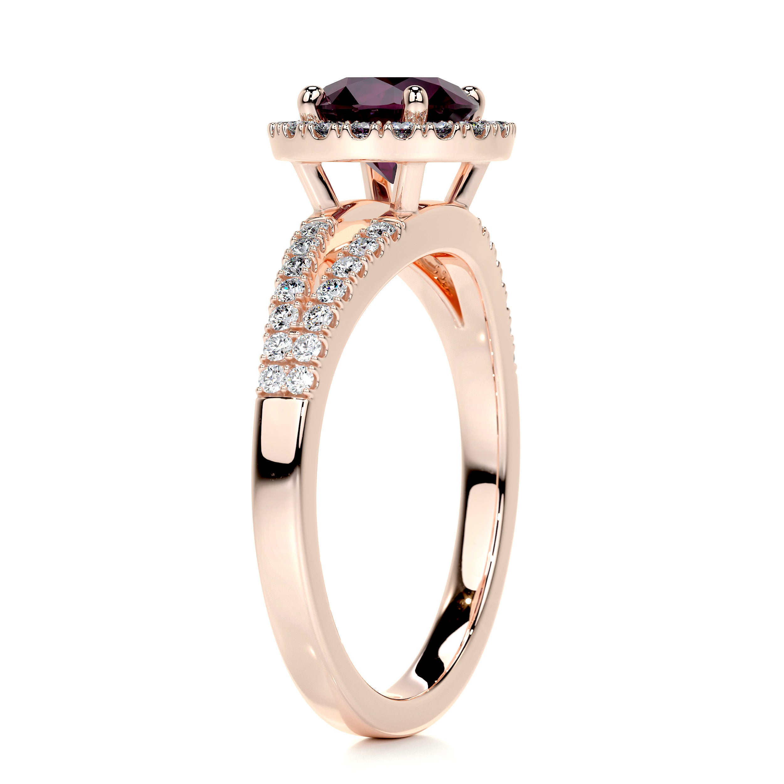 Hazel Gemstone & Diamonds Ring   (1.25 Carat) -14K Rose Gold
