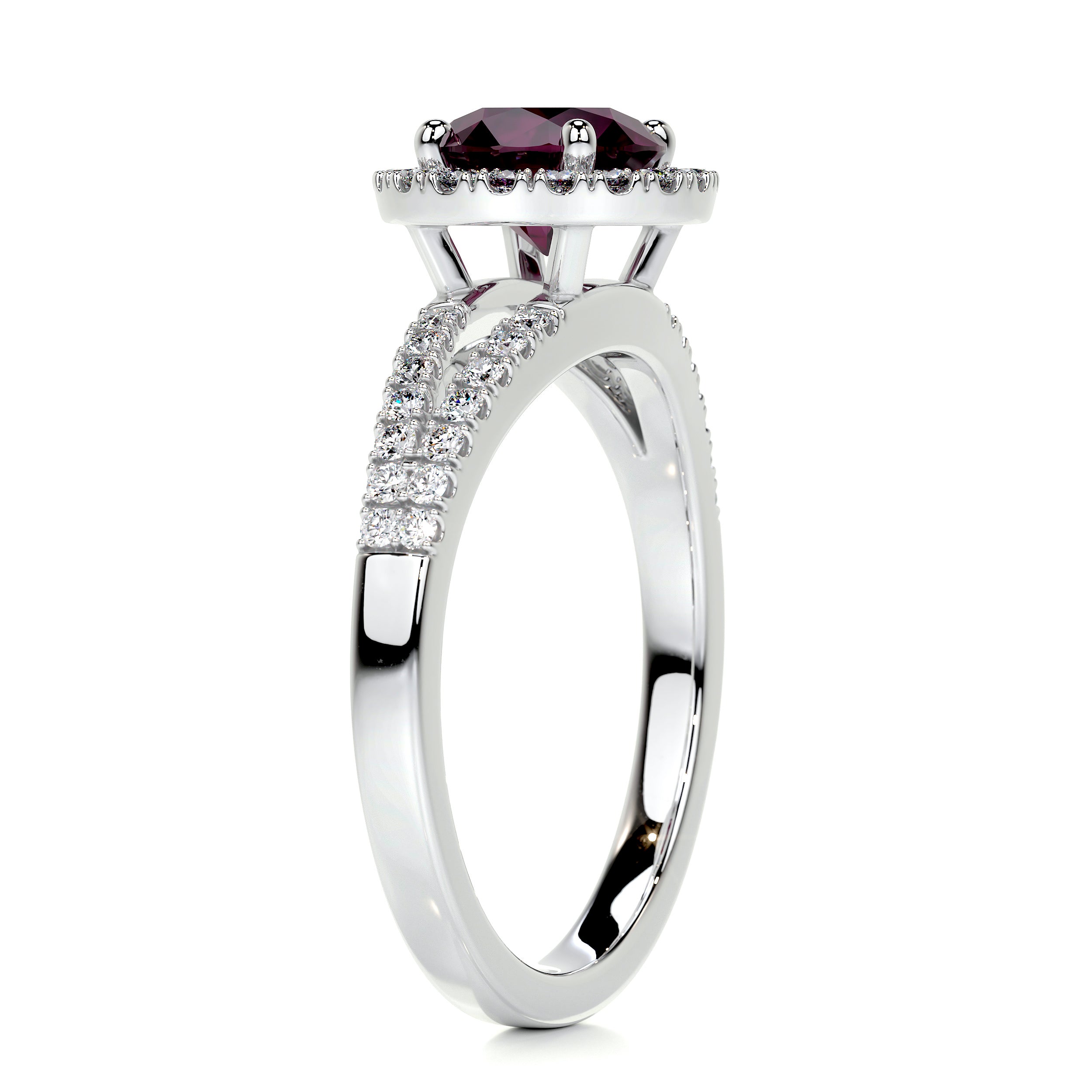 Hazel Gemstone & Diamonds Ring   (1.25 Carat) -14K White Gold