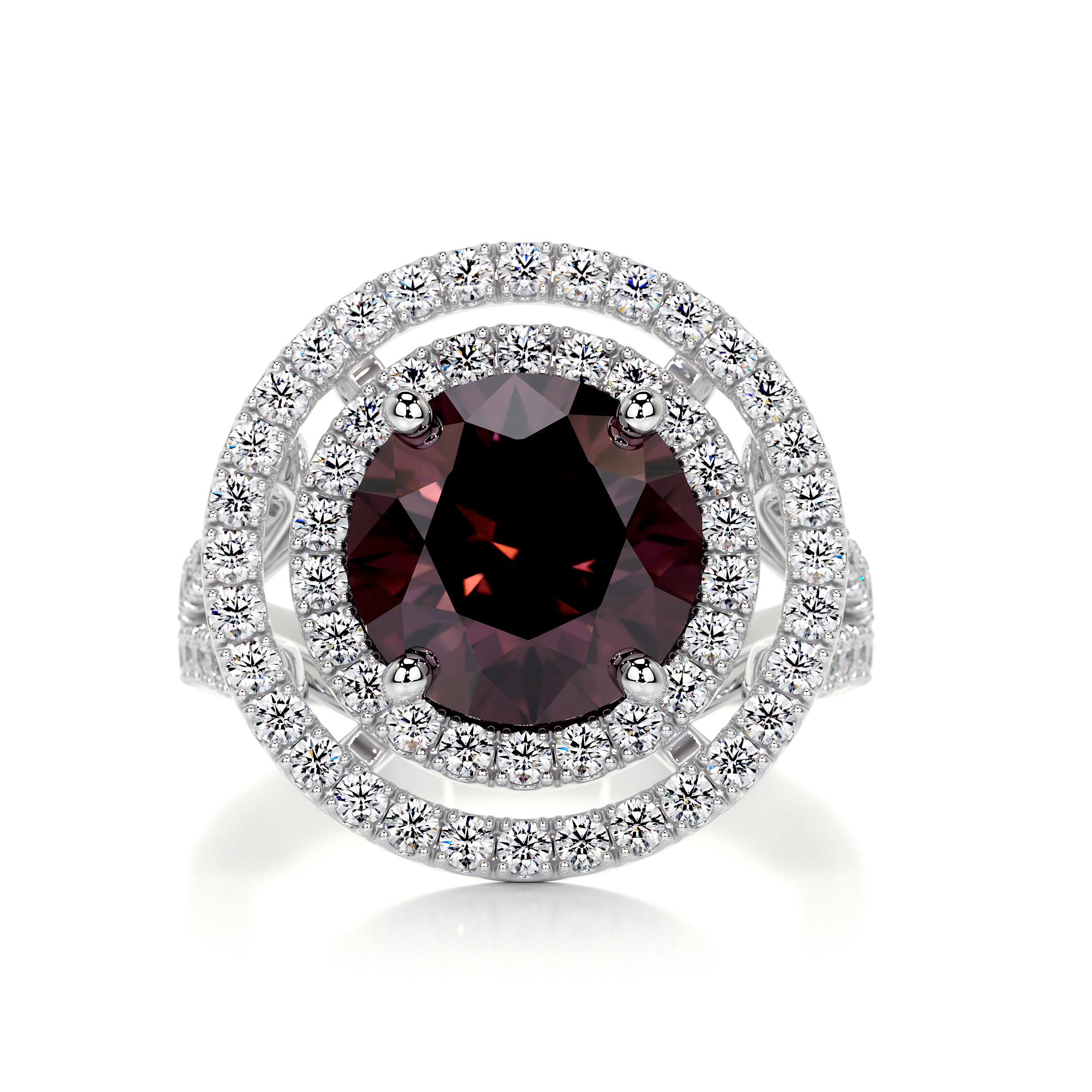 Naomi Gemstone & Diamonds Ring (5 Carat) -14K White Gold