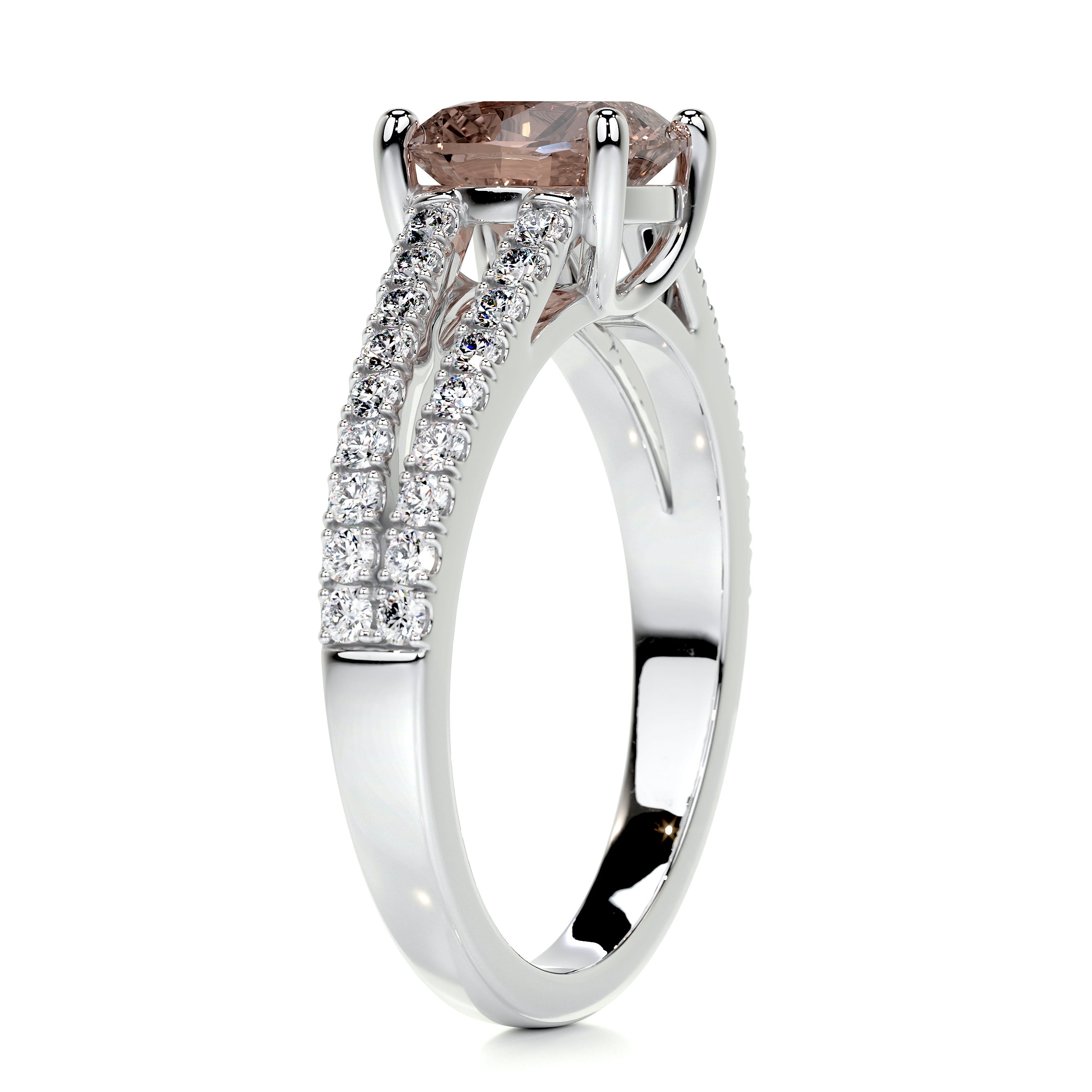Sadie Gemstone & Diamonds Ring   (2 Carat) -14K White Gold
