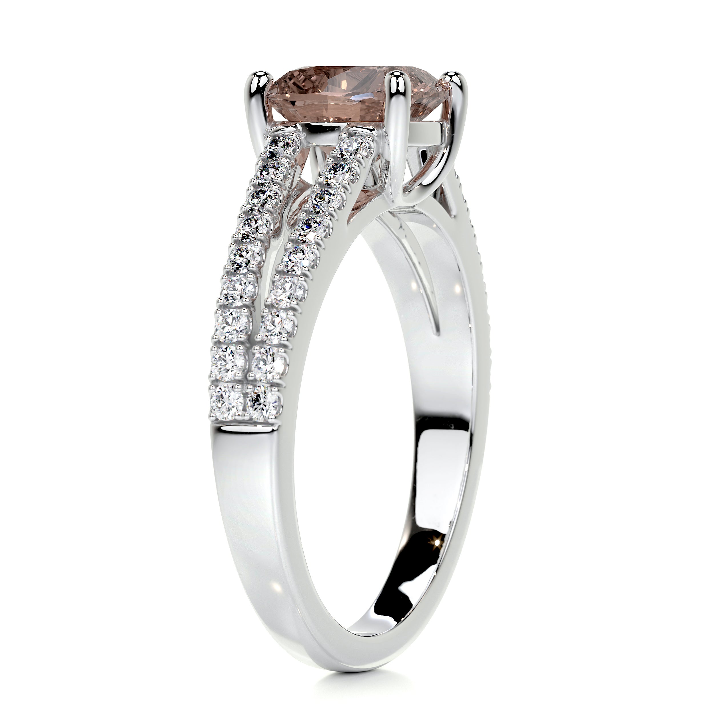 Sadie Champagne Gemstone & Diamonds Ring (2 Carat) -14K White Gold
