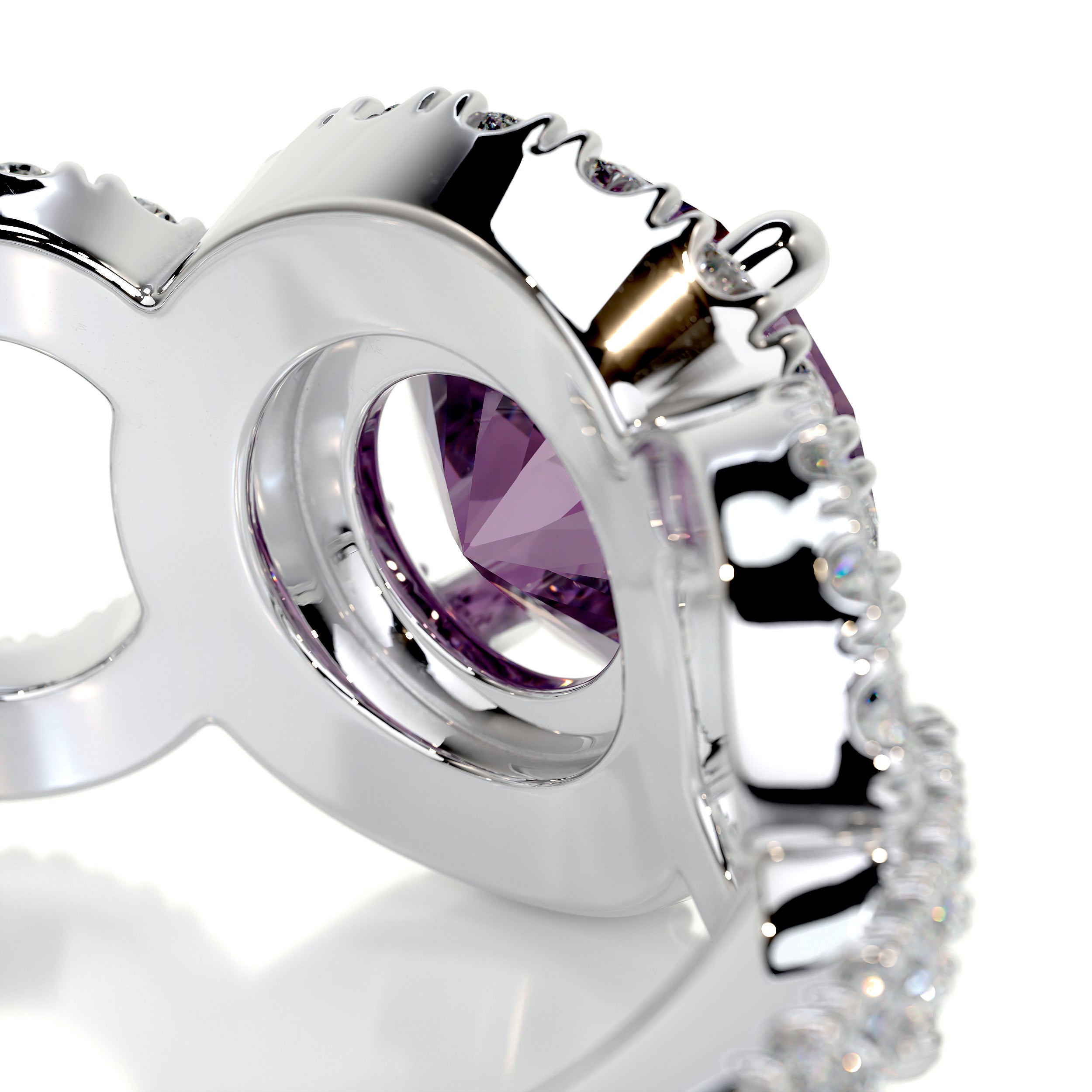 Elize Gemstone & Diamonds Ring   (1.30 Carat) -14K White Gold