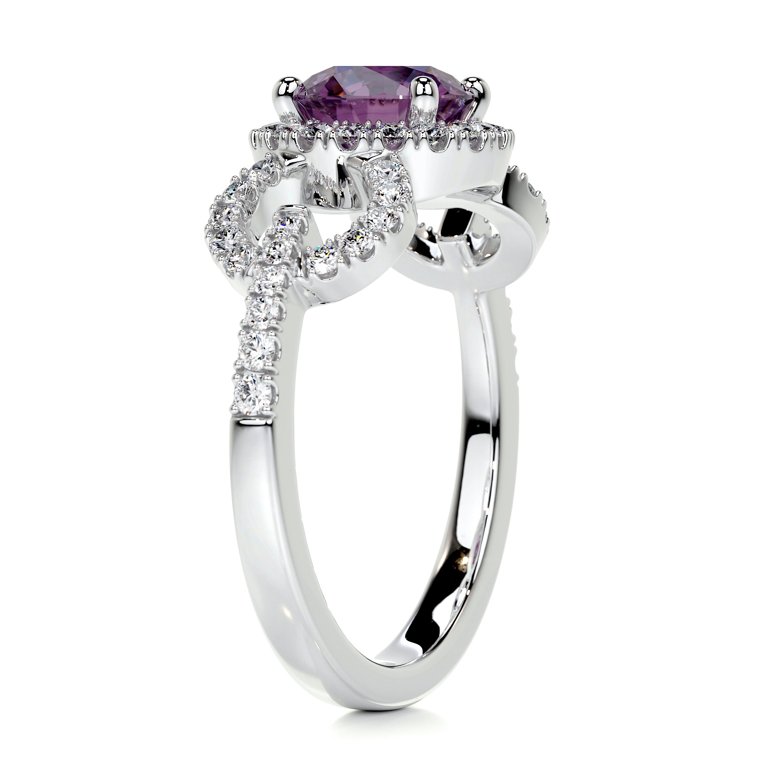 Elize Gemstone & Diamonds Ring (1.30 Carat) -14K White Gold