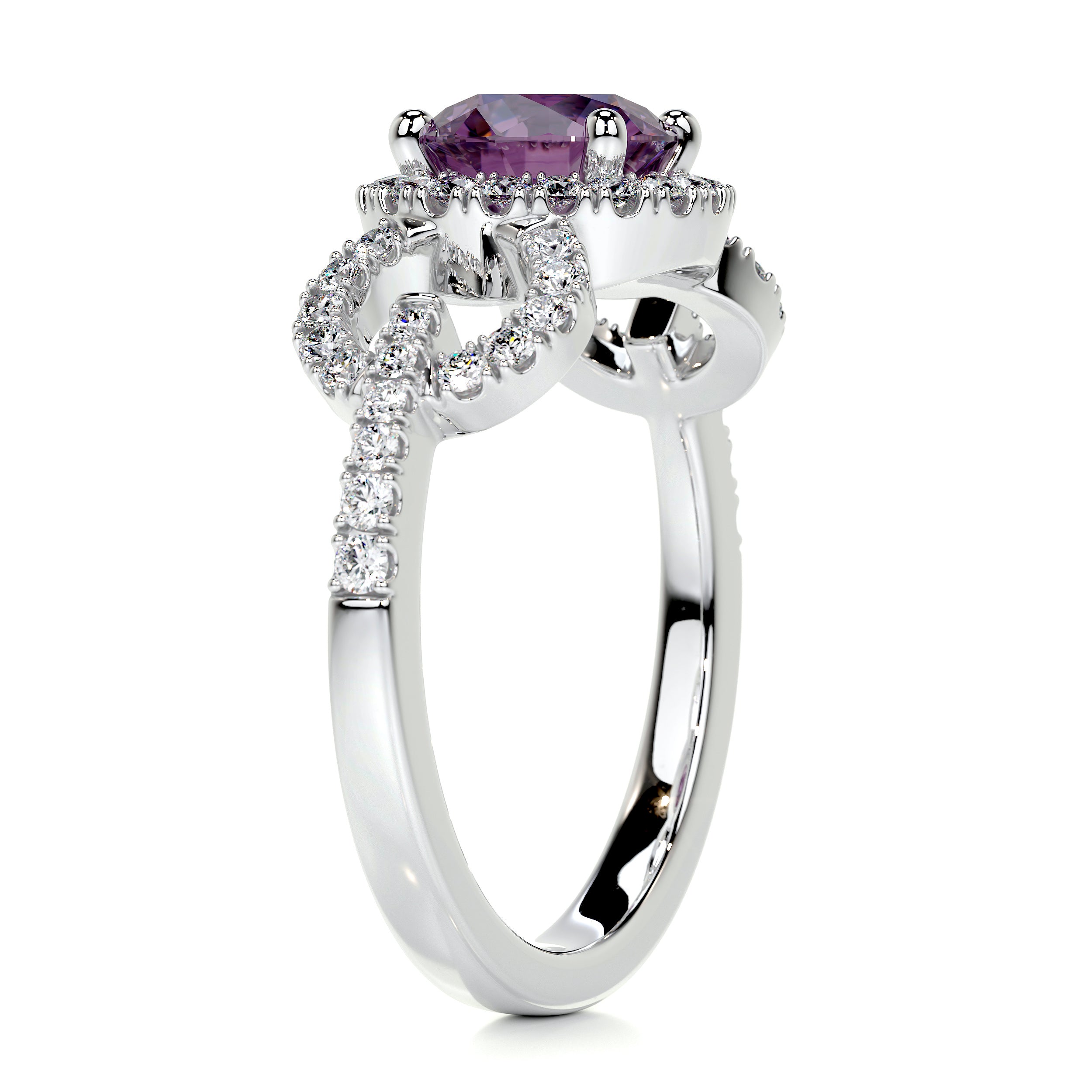 Elize Gemstone & Diamonds Ring   (1.30 Carat) -14K White Gold