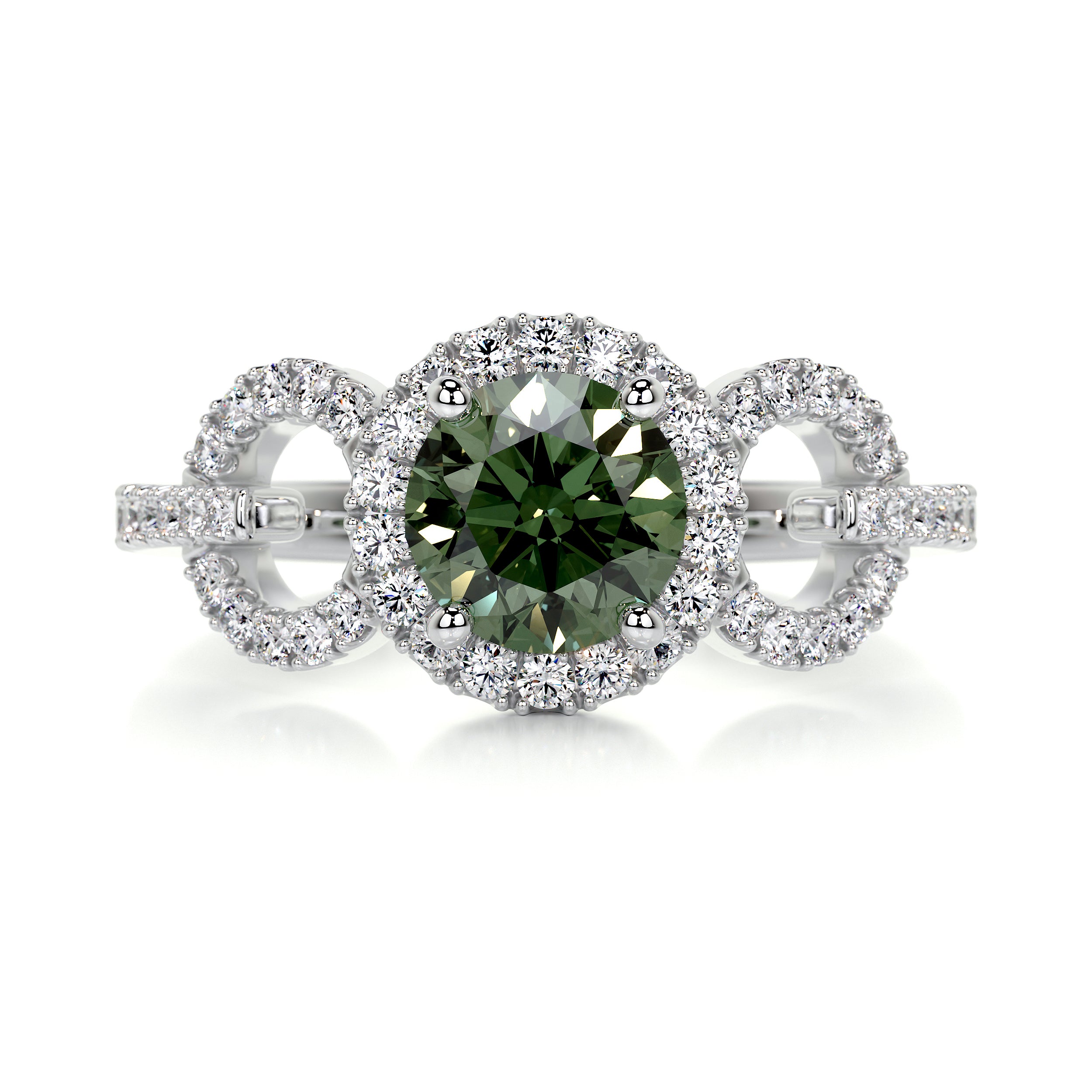 Elize Green Gemstone & Diamonds Ring (1.25 Carat) -14K White Gold