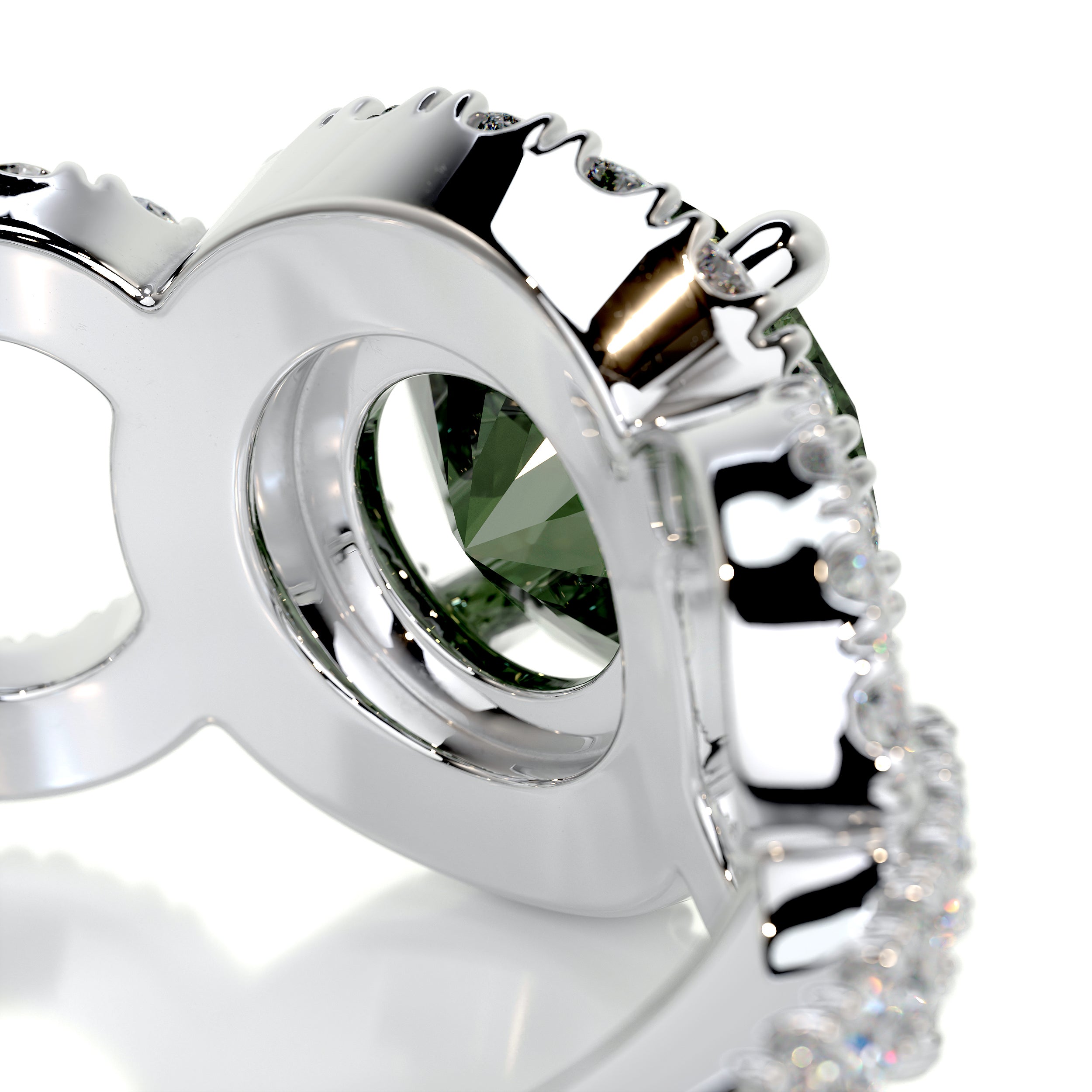 Elize Green Gemstone & Diamonds Ring (1.25 Carat) -14K White Gold