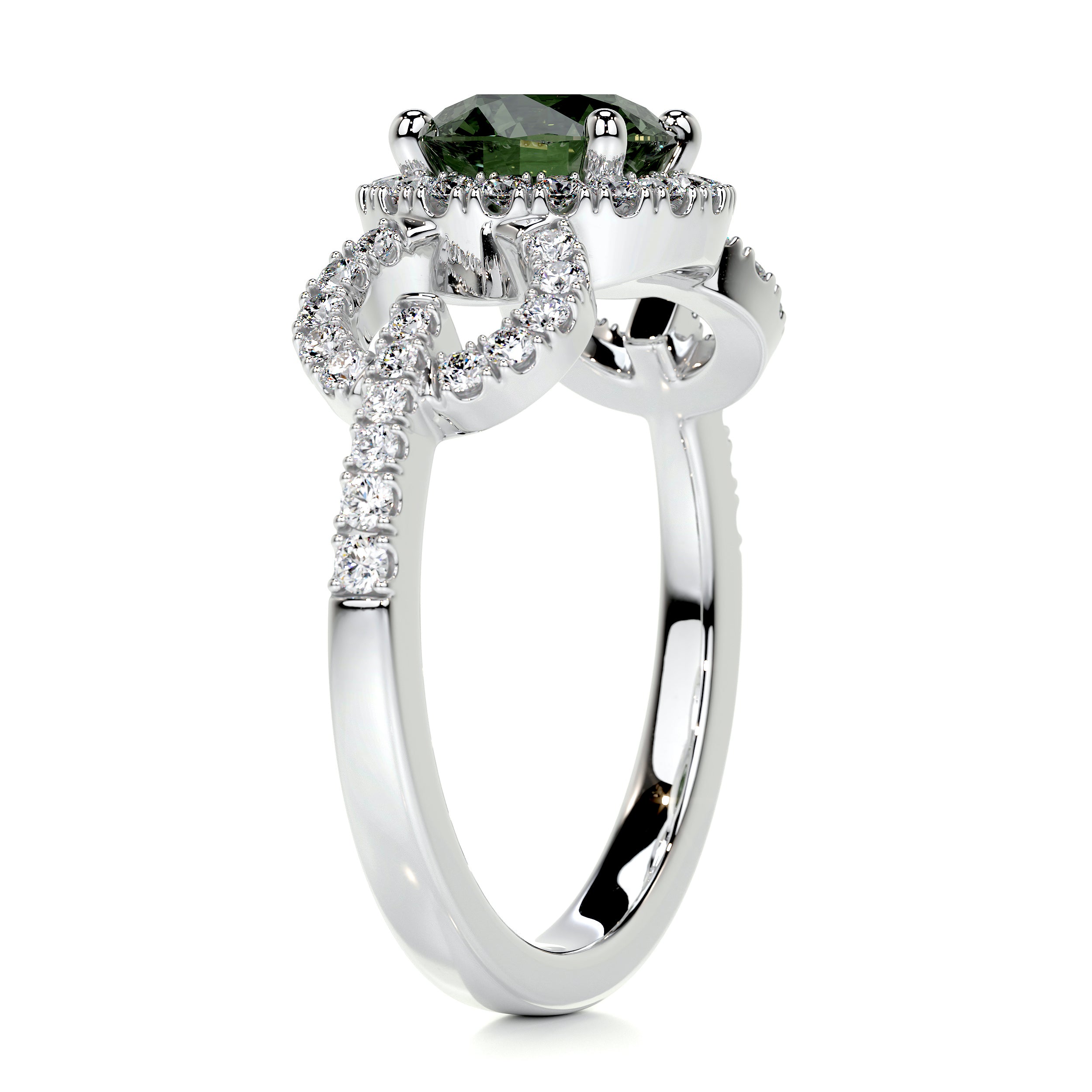 Elize Gemstone & Diamonds Ring   (1.25 Carat) -14K White Gold