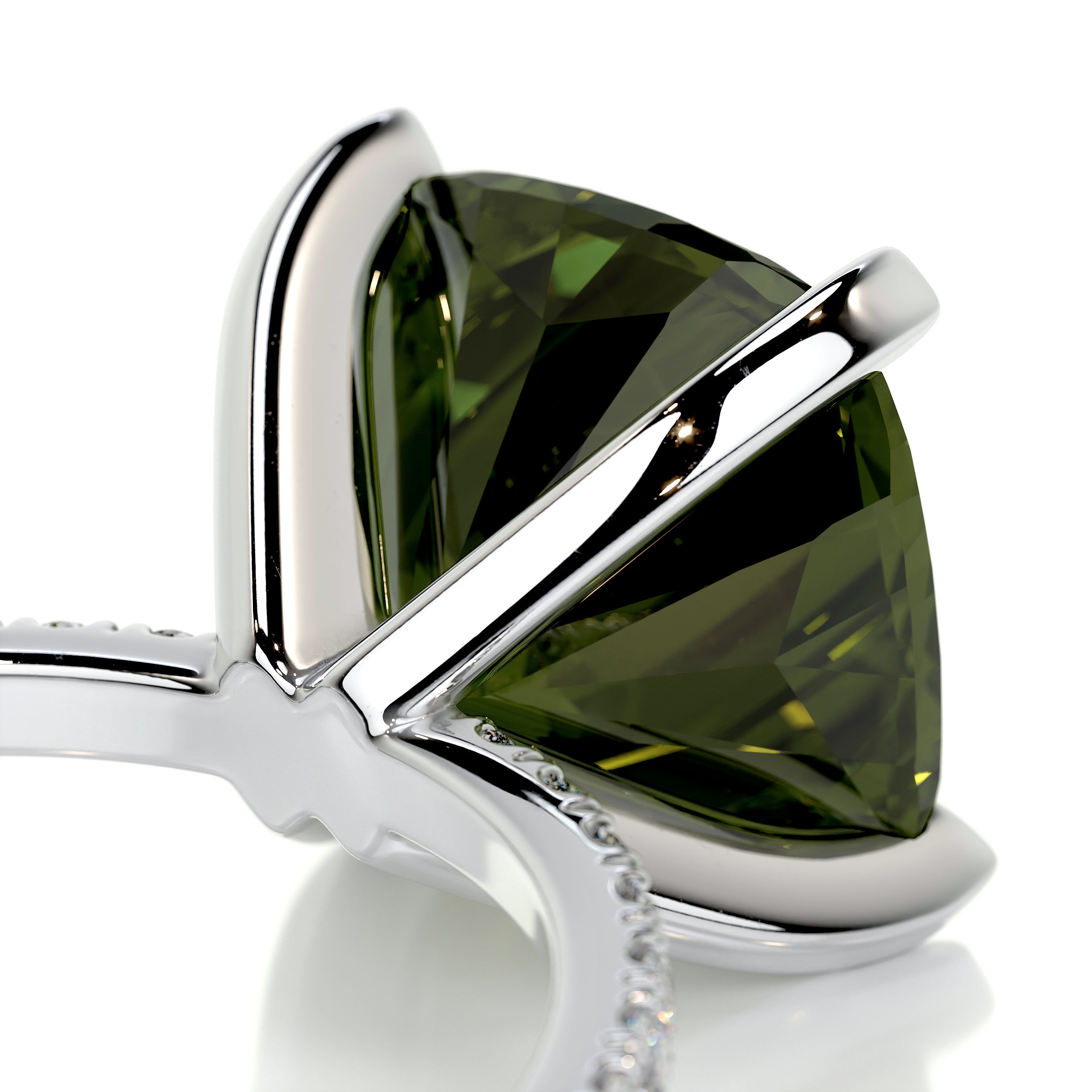 Stephanie Gemstone & Diamonds Ring (6 Carat) -14K White Gold