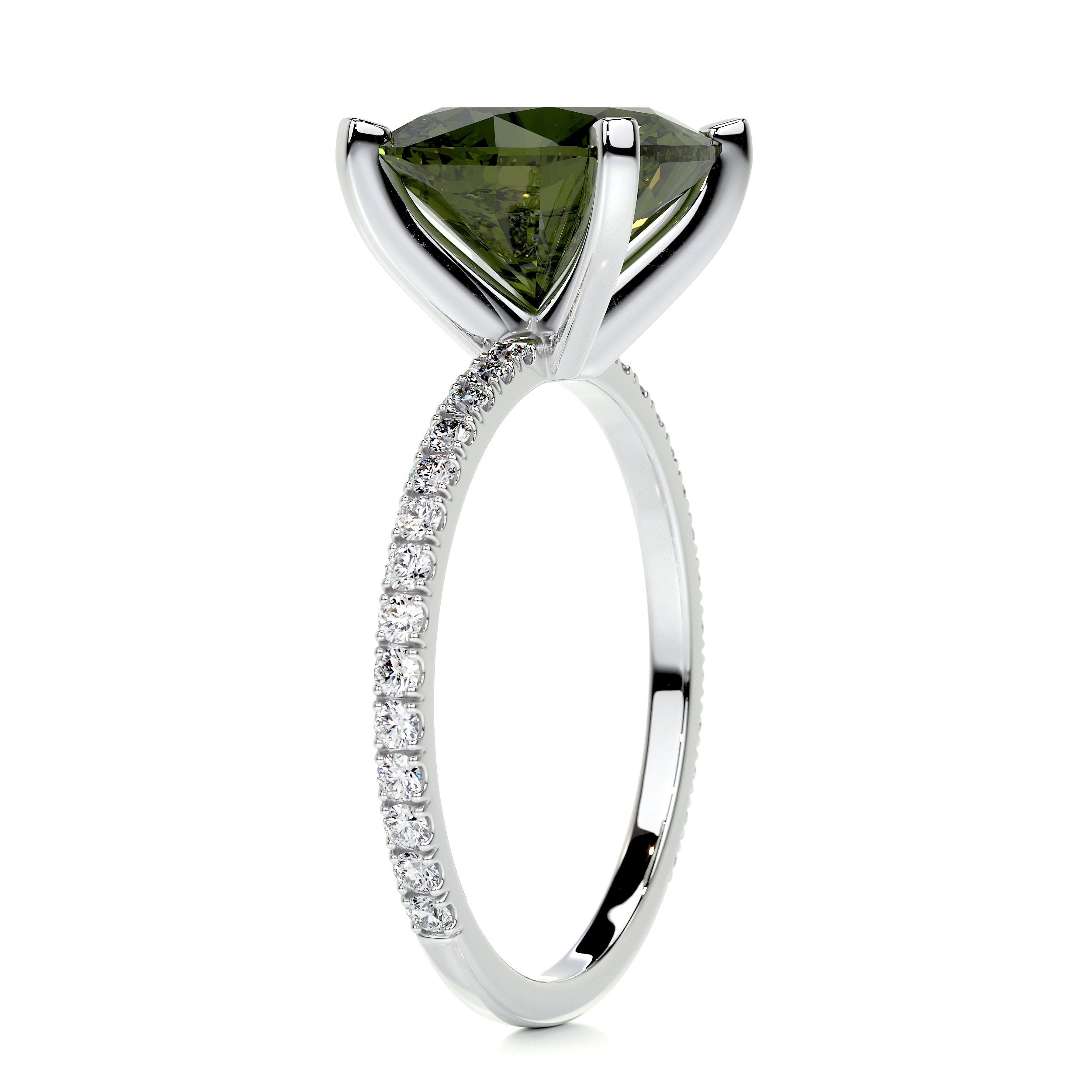 Stephanie Gemstone & Diamonds Ring (6 Carat) -14K White Gold