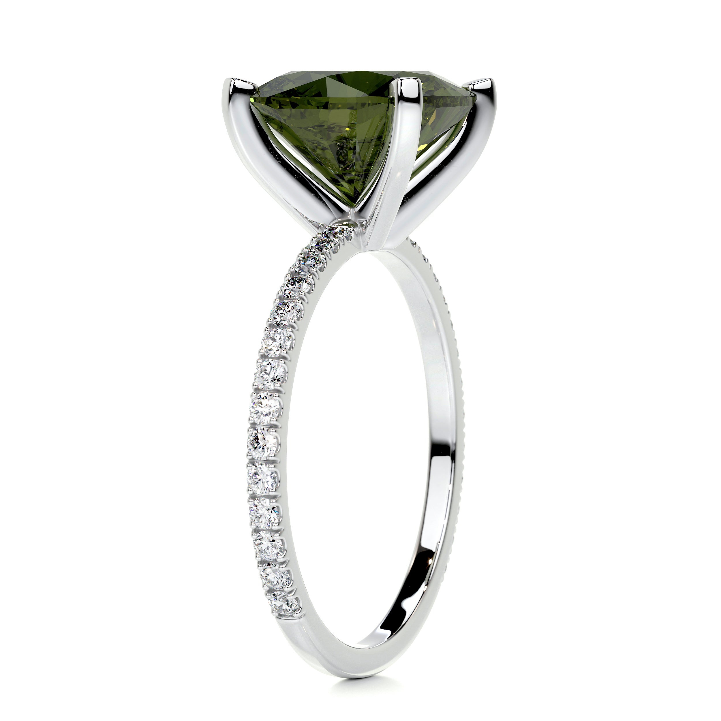 Stephanie Gemstone & Diamonds Ring   (6 Carat) -14K White Gold