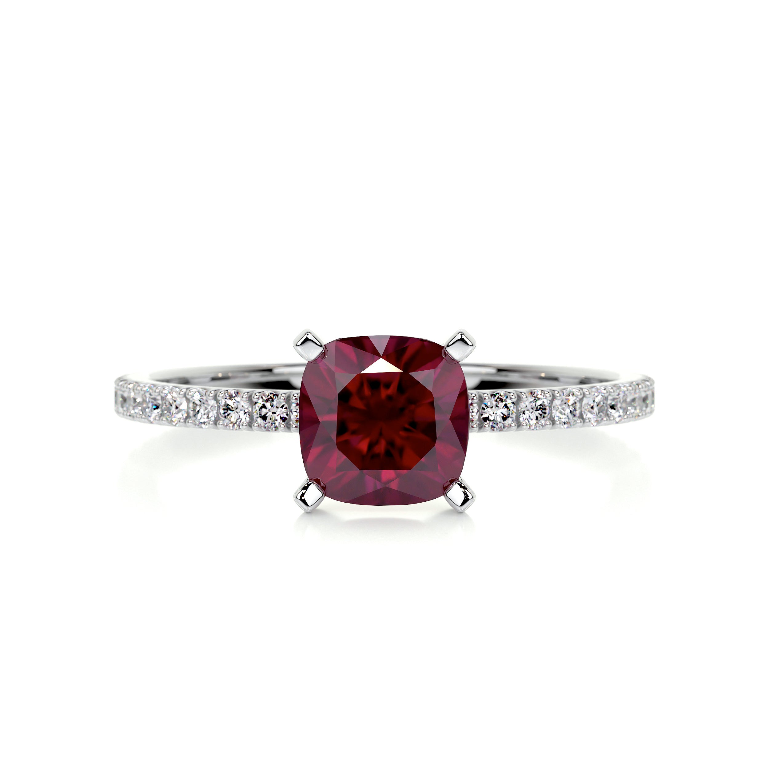 Stephanie Gemstone & Diamonds Ring (1.8 Carat) -14K White Gold