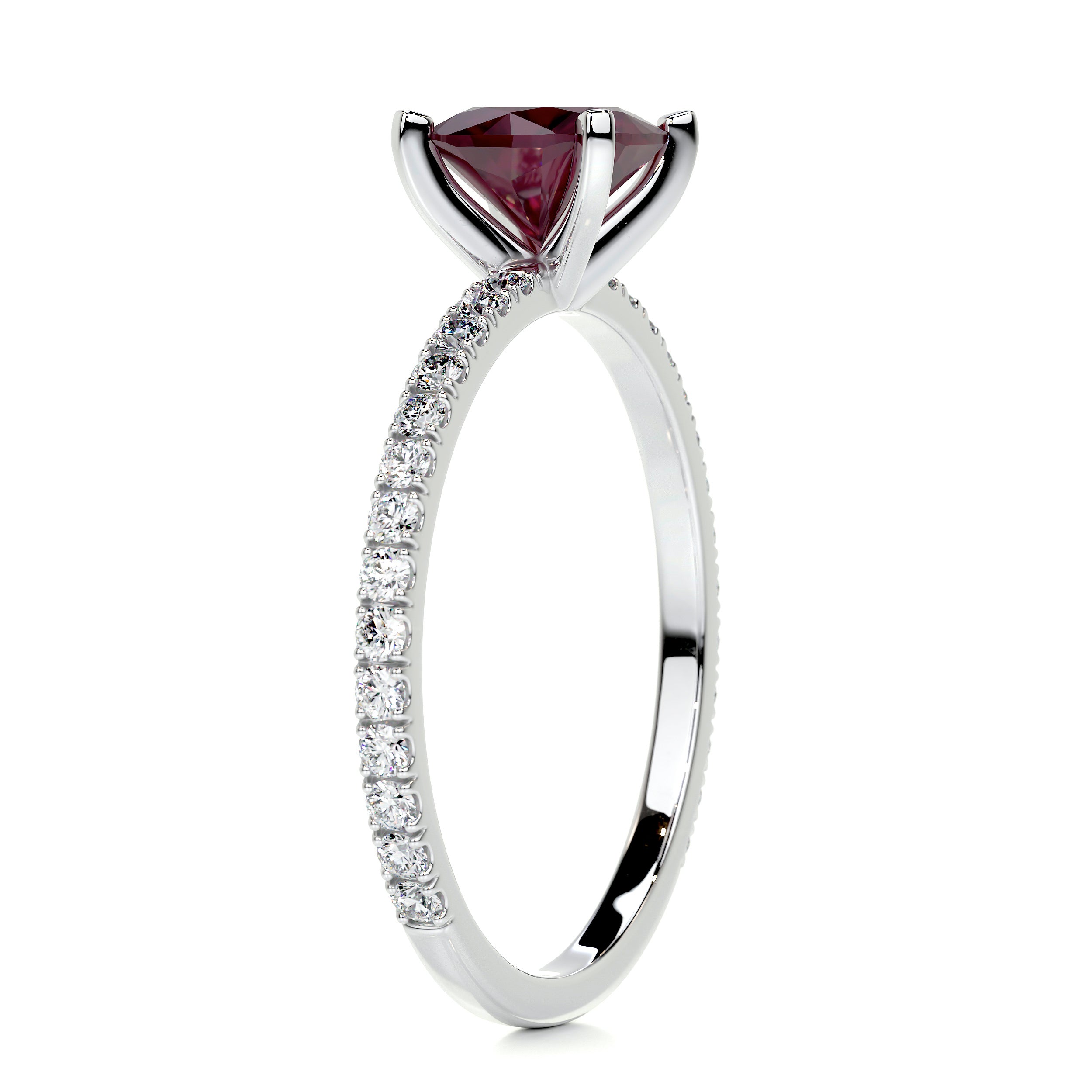 Stephanie Gemstone & Diamonds Ring (1.8 Carat) -14K White Gold