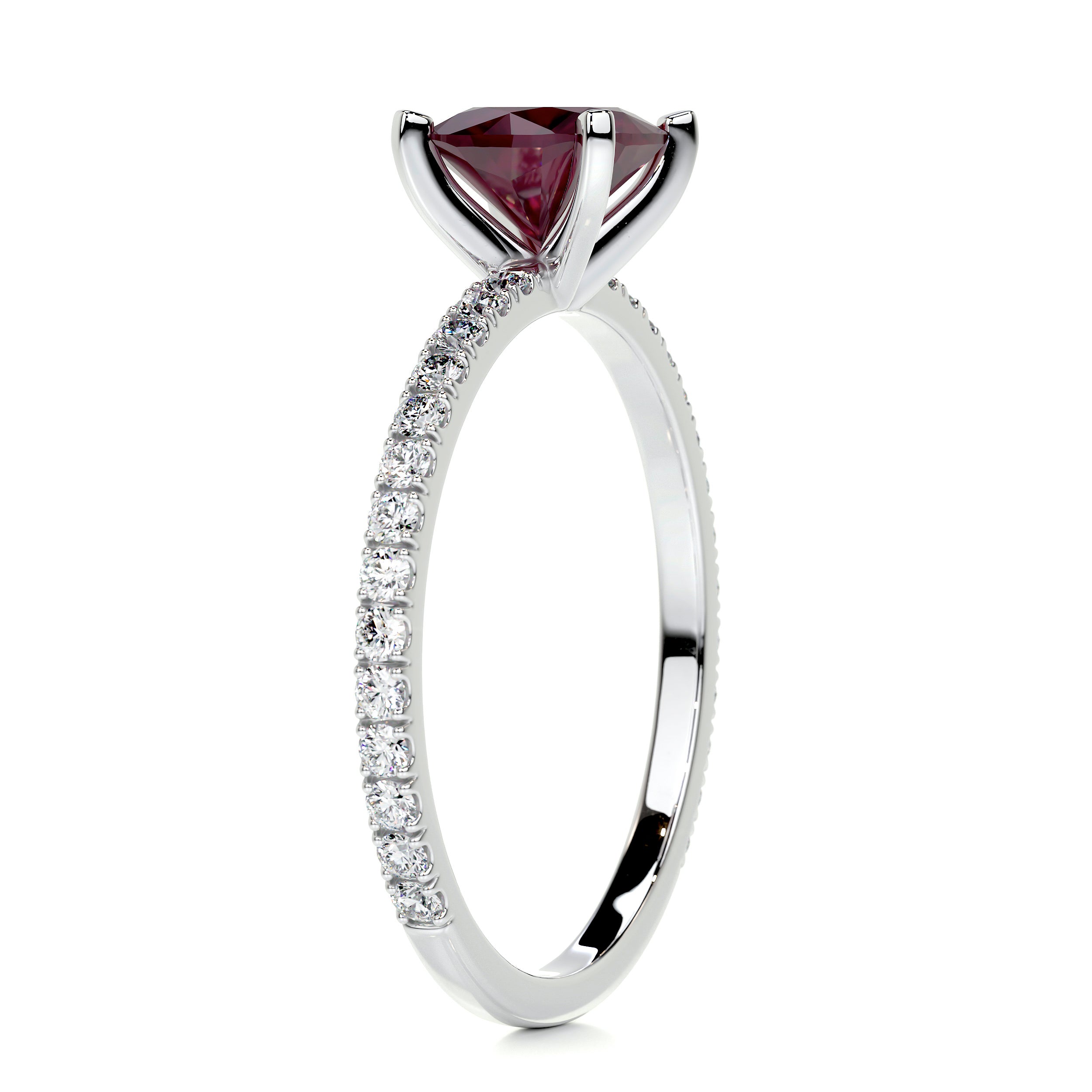 Stephanie Gemstone & Diamonds Ring   (1.8 Carat) -14K White Gold