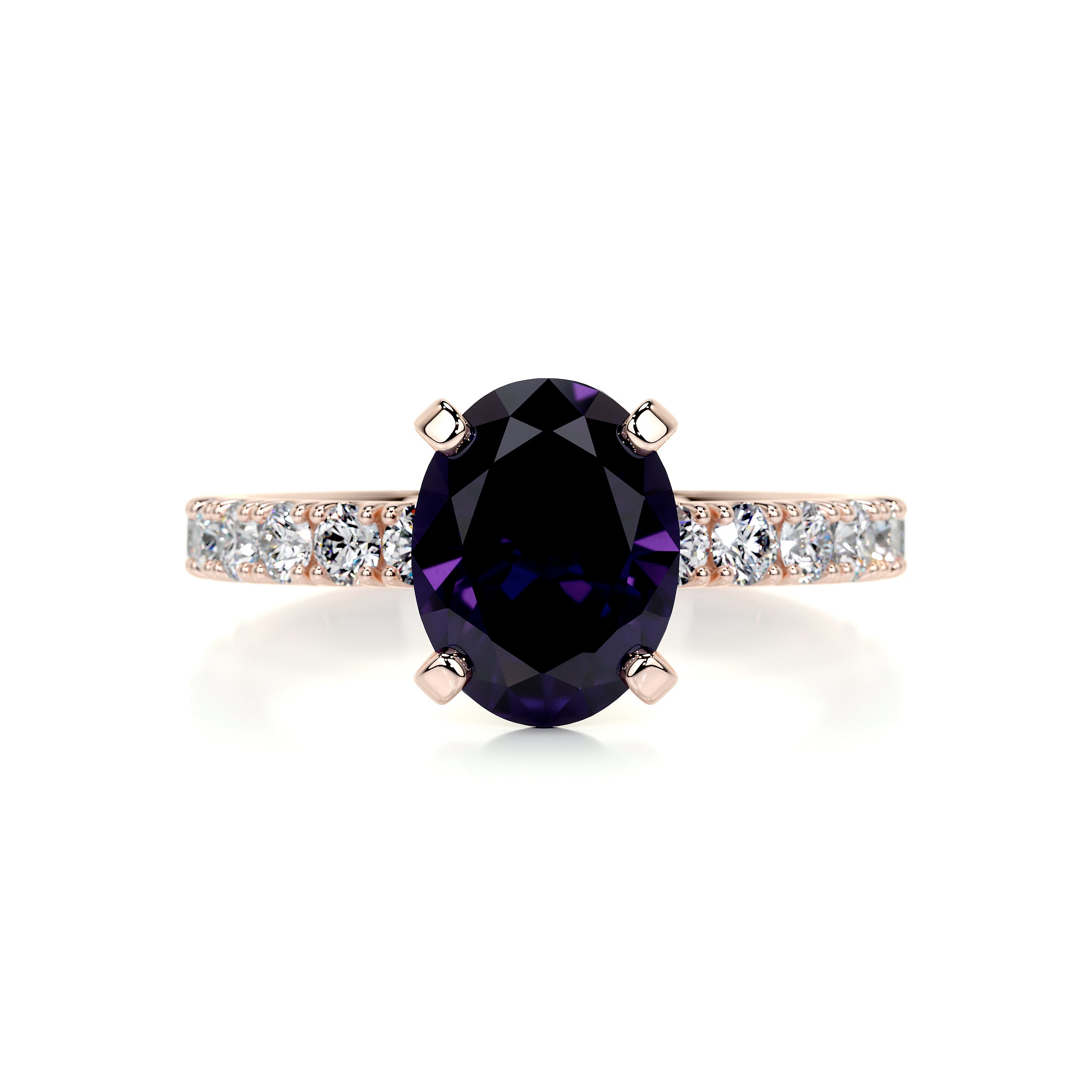 Alison Gemstone & Diamonds Ring (3 Carat) -14K Rose Gold