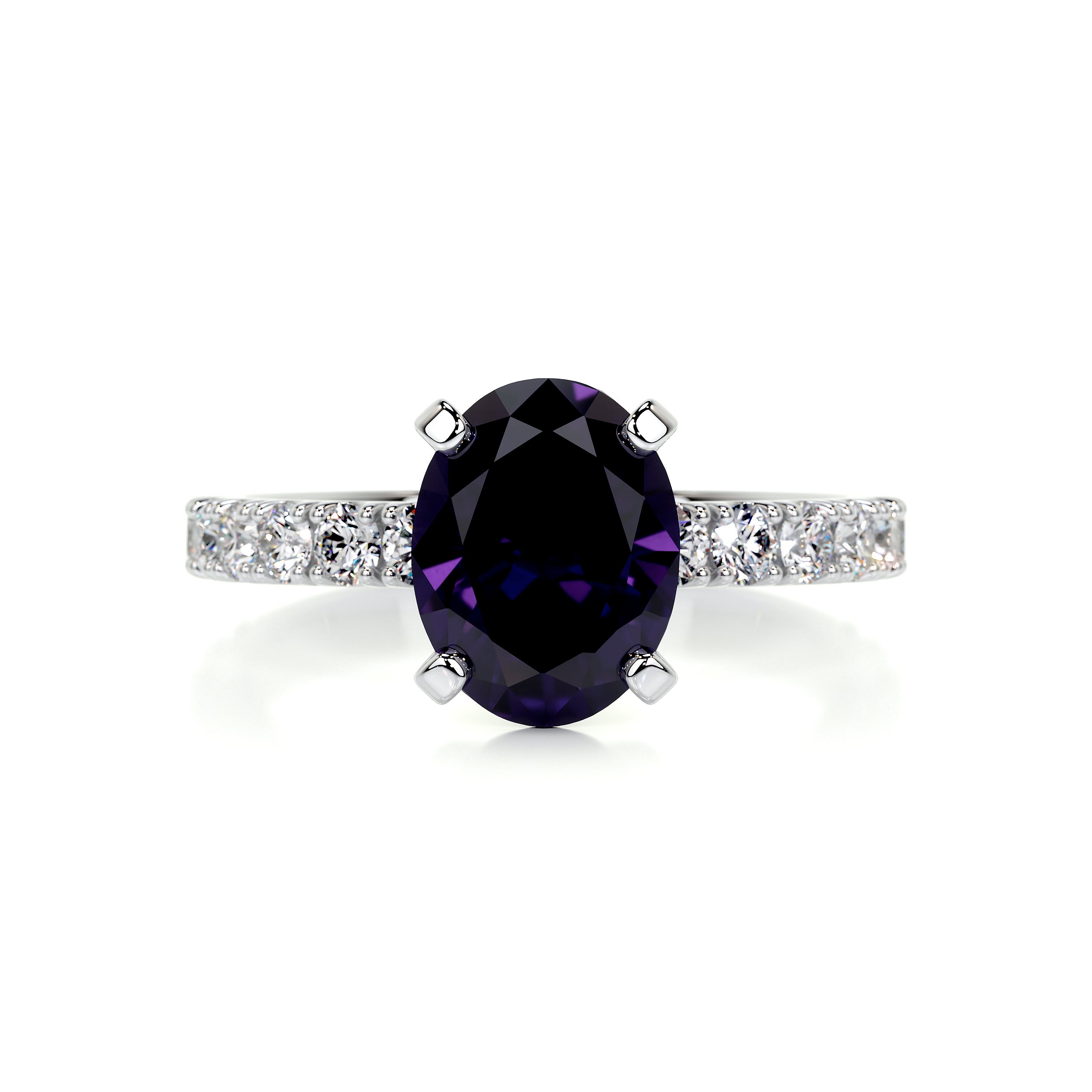 Alison Gemstone & Diamonds Ring (3 Carat) -14K White Gold