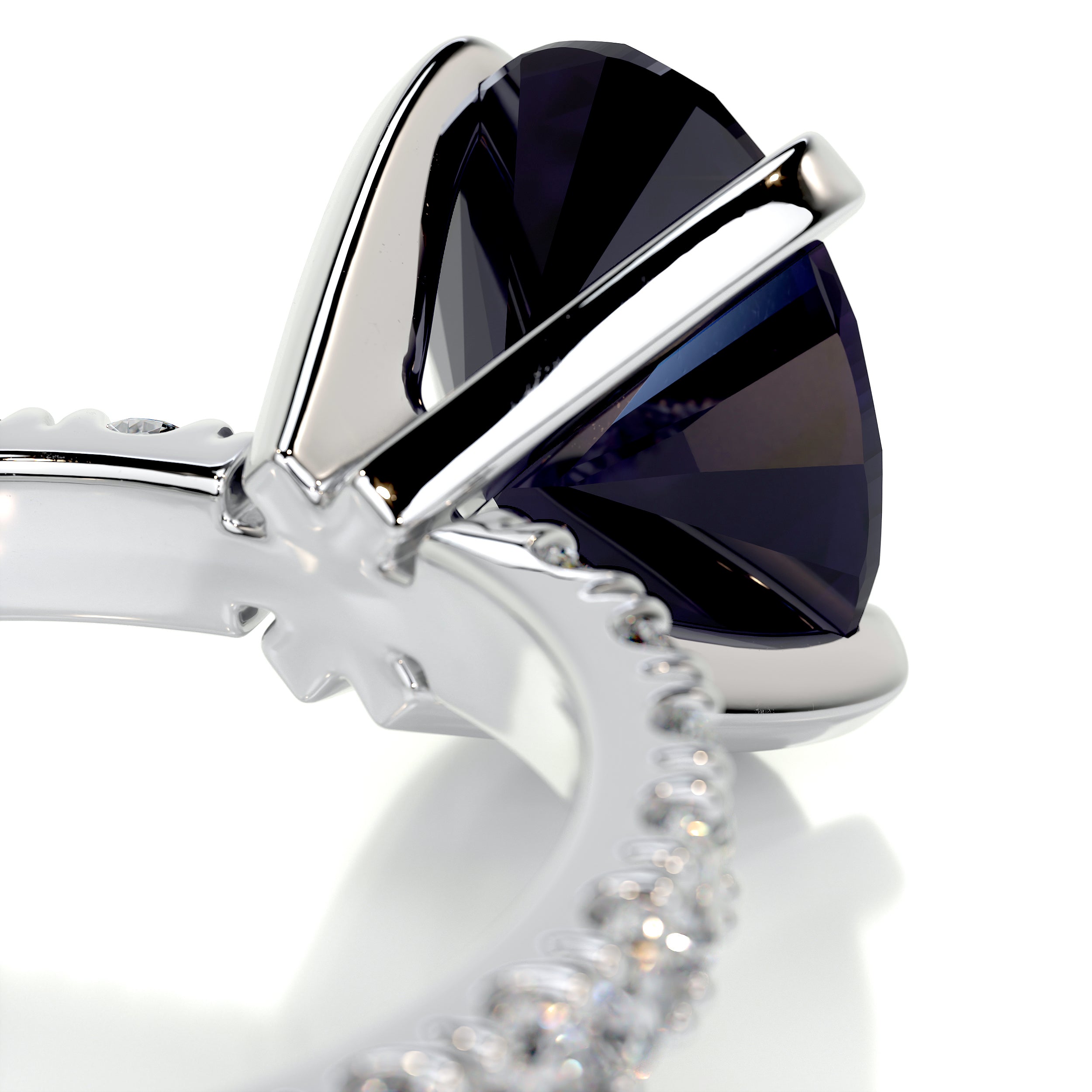 Alison Gemstone & Diamonds Ring   (3 Carat) -18K White Gold