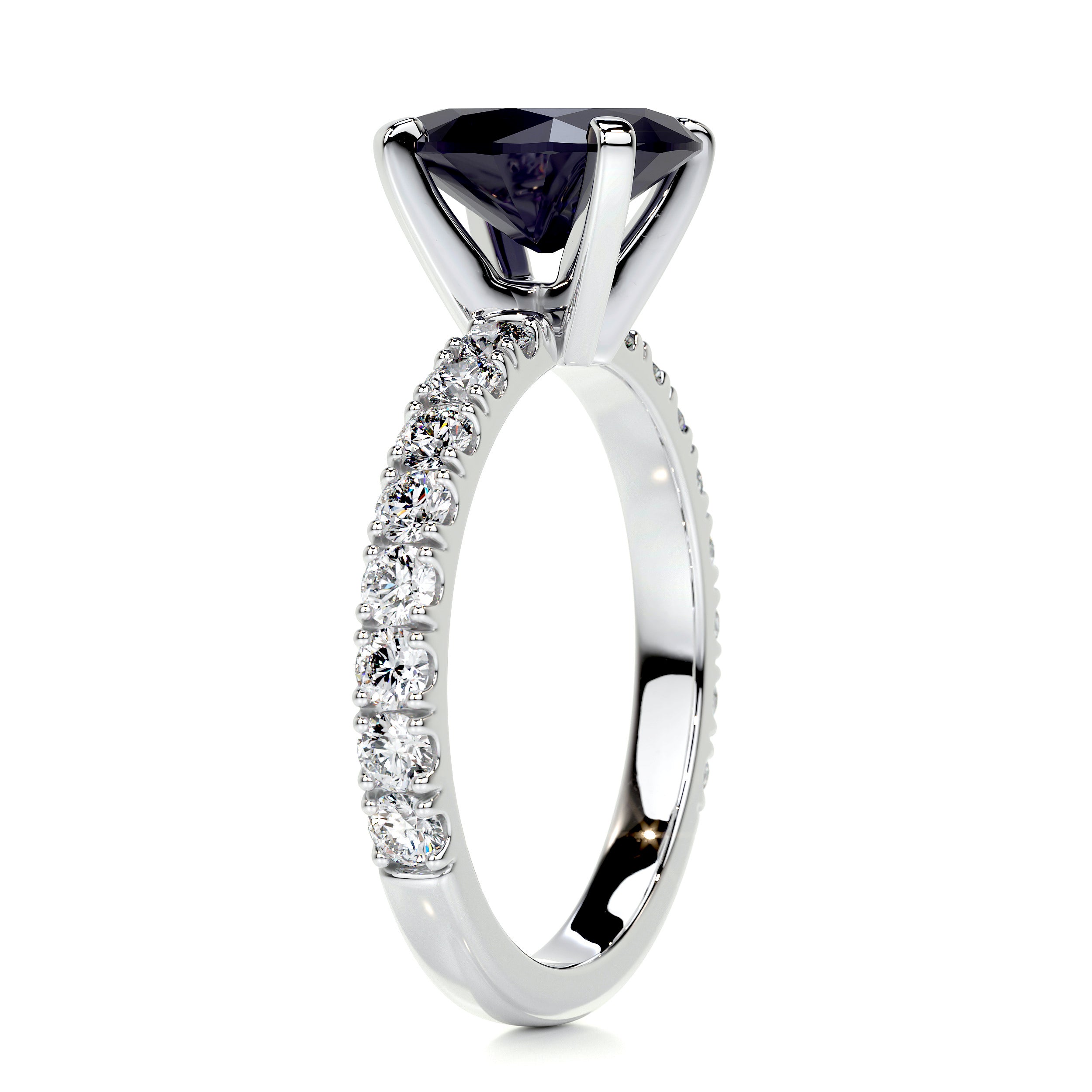 Alison Gemstone & Diamonds Ring (3 Carat) -14K White Gold