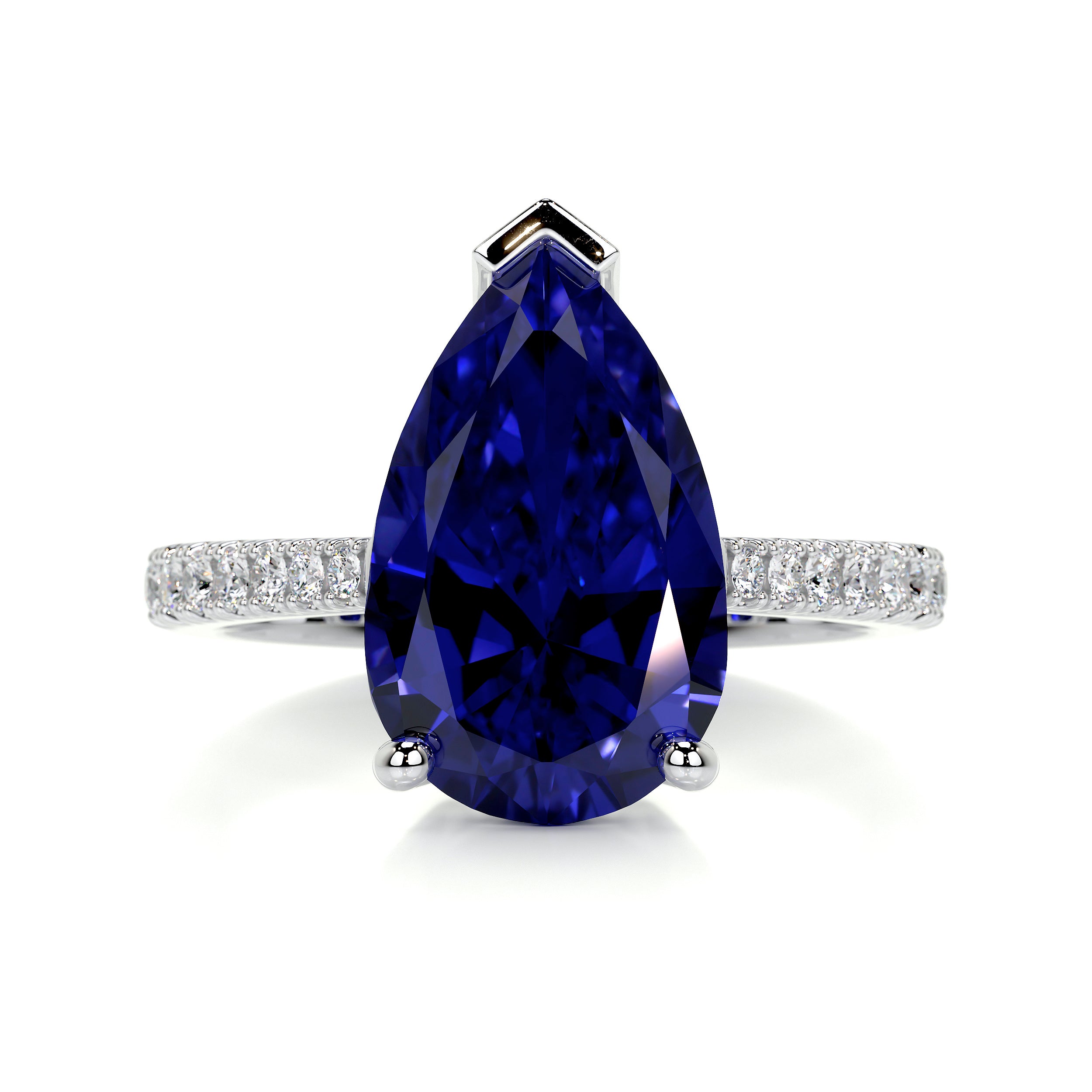 Anna Gemstone & Diamonds Ring (4.15 Carat) -14K White Gold
