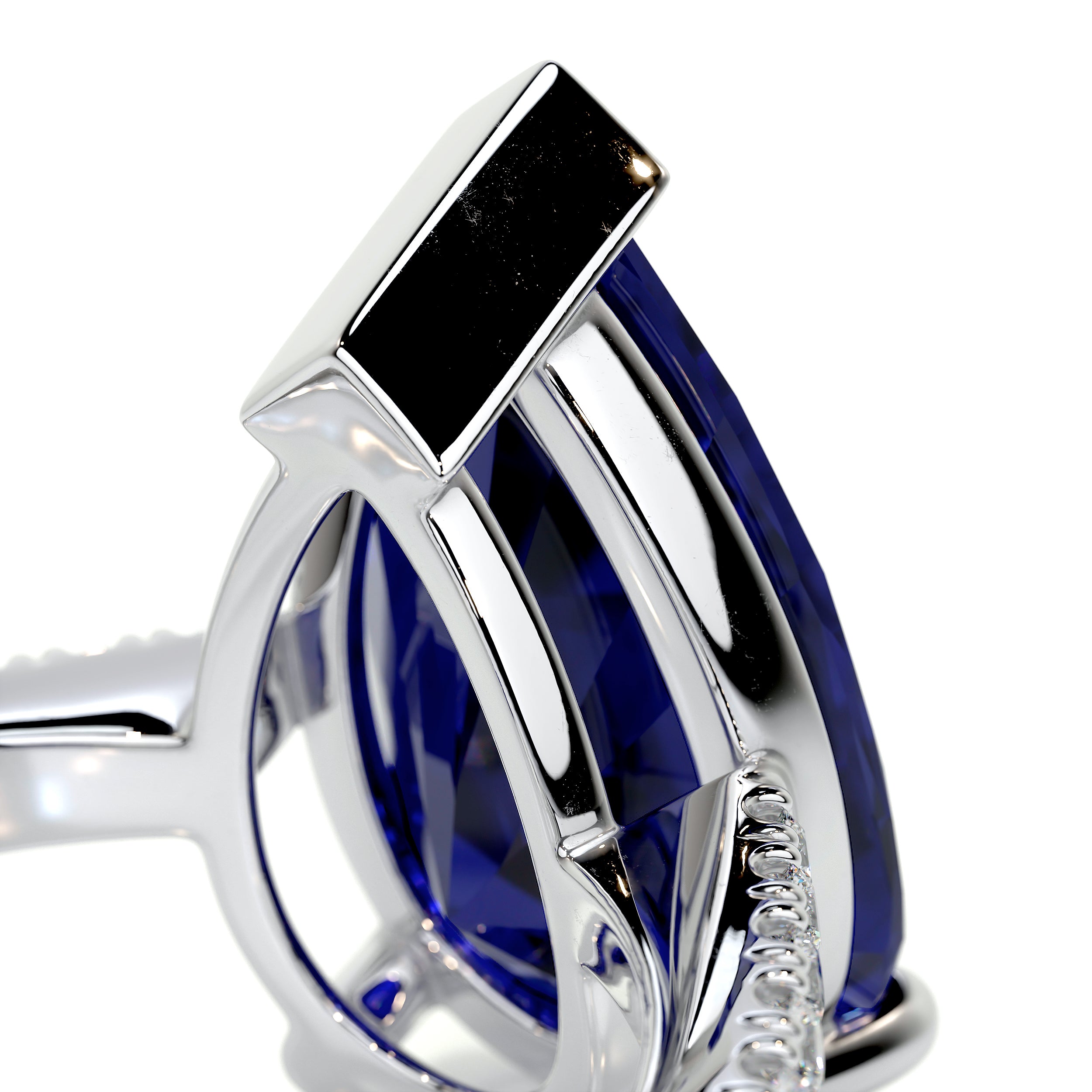 Anna Gemstone & Diamonds Ring (4.15 Carat) -14K White Gold