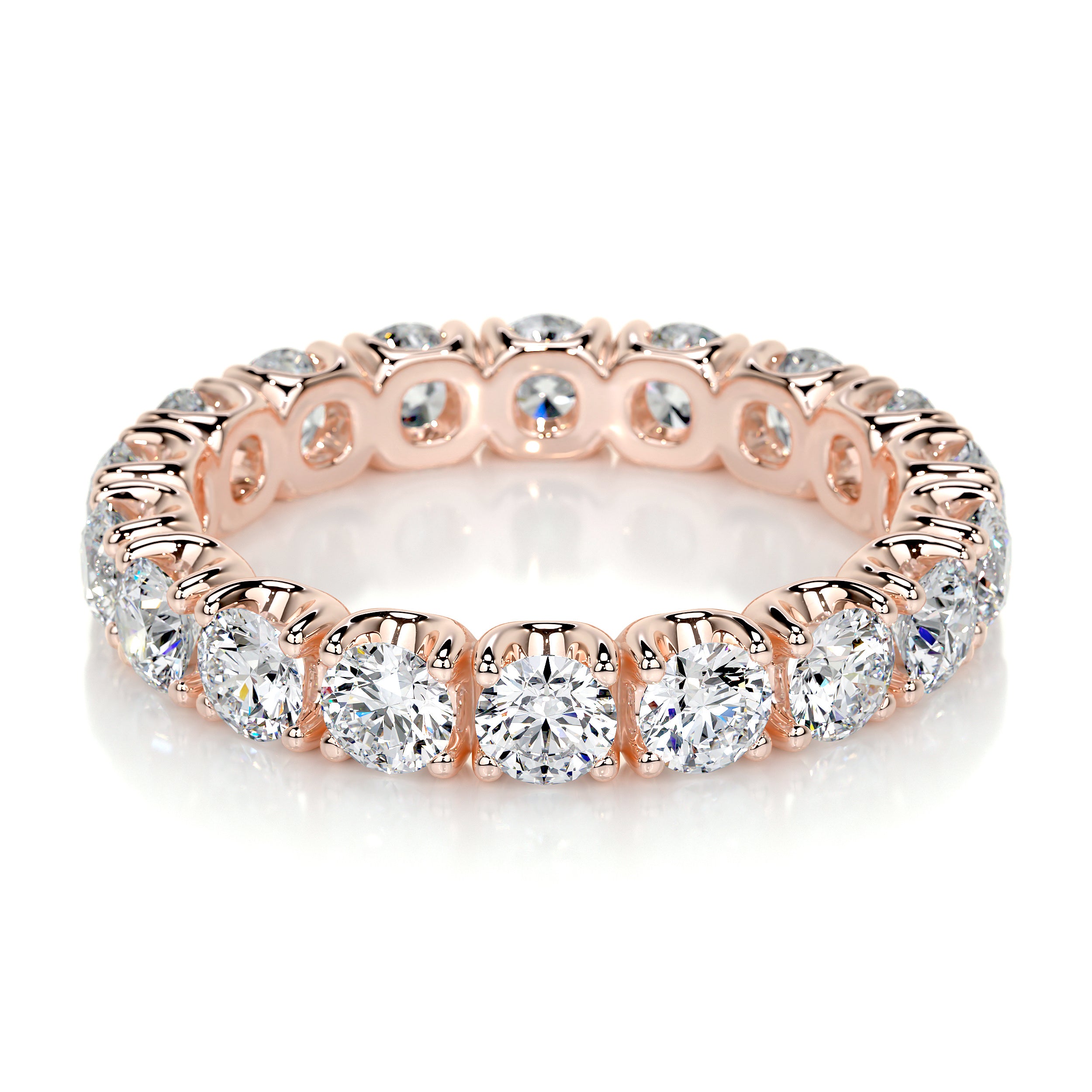 Trinity Lab Grown Eternity Wedding Ring   (2.4 Carat) -14K Rose Gold