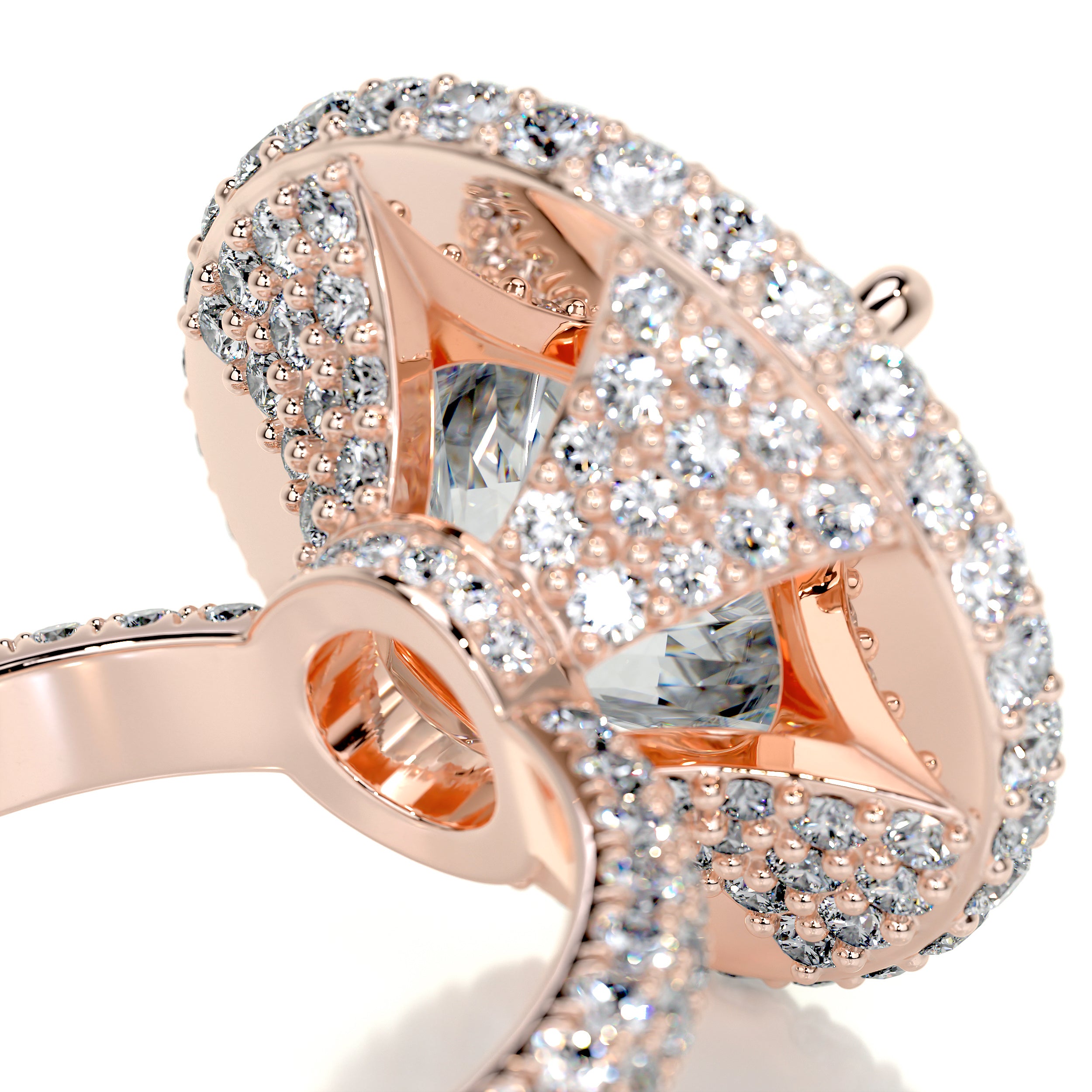 Asia Moissanite & Diamonds Ring -14K Rose Gold