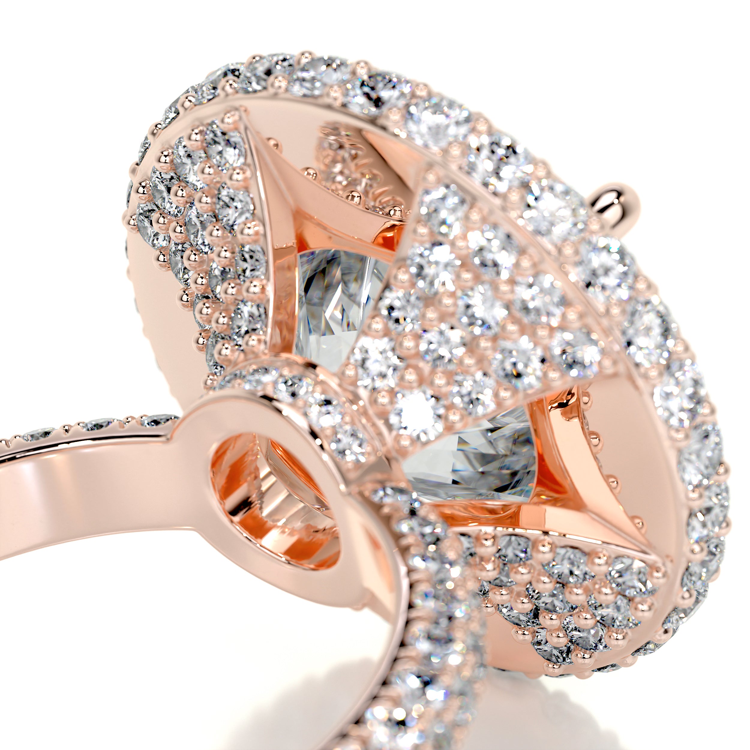 Asia Moissanite & Diamond Ring -14K Rose Gold