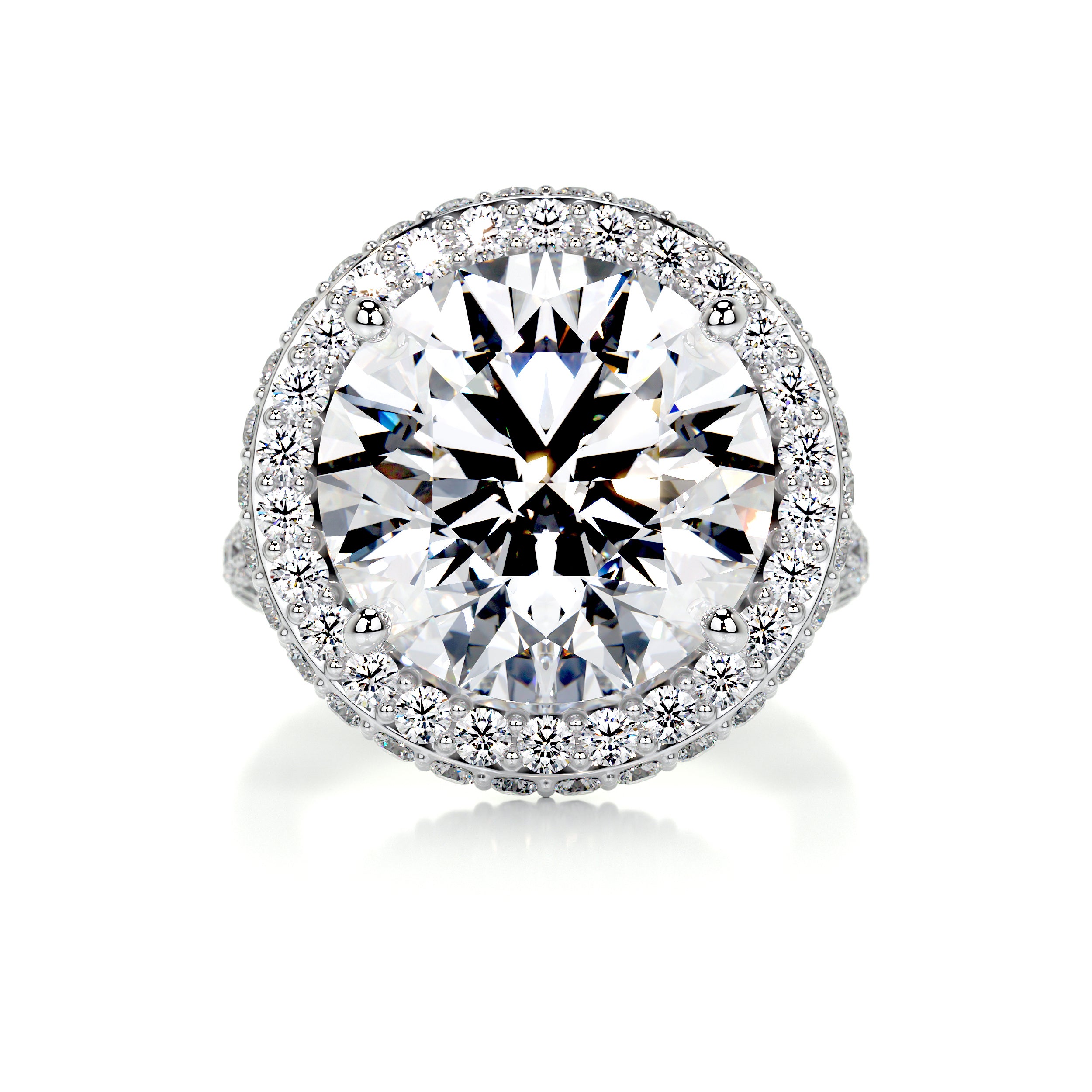 Asia Moissanite & Diamond Ring -14K White Gold