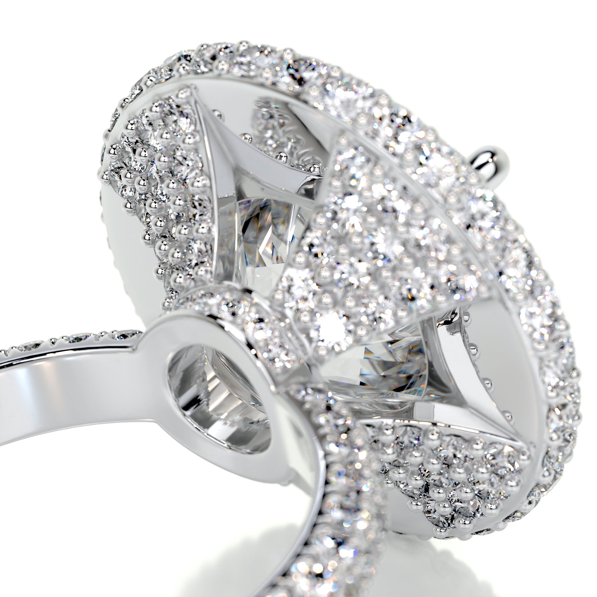 Asia Moissanite & Diamonds Ring -14K White Gold