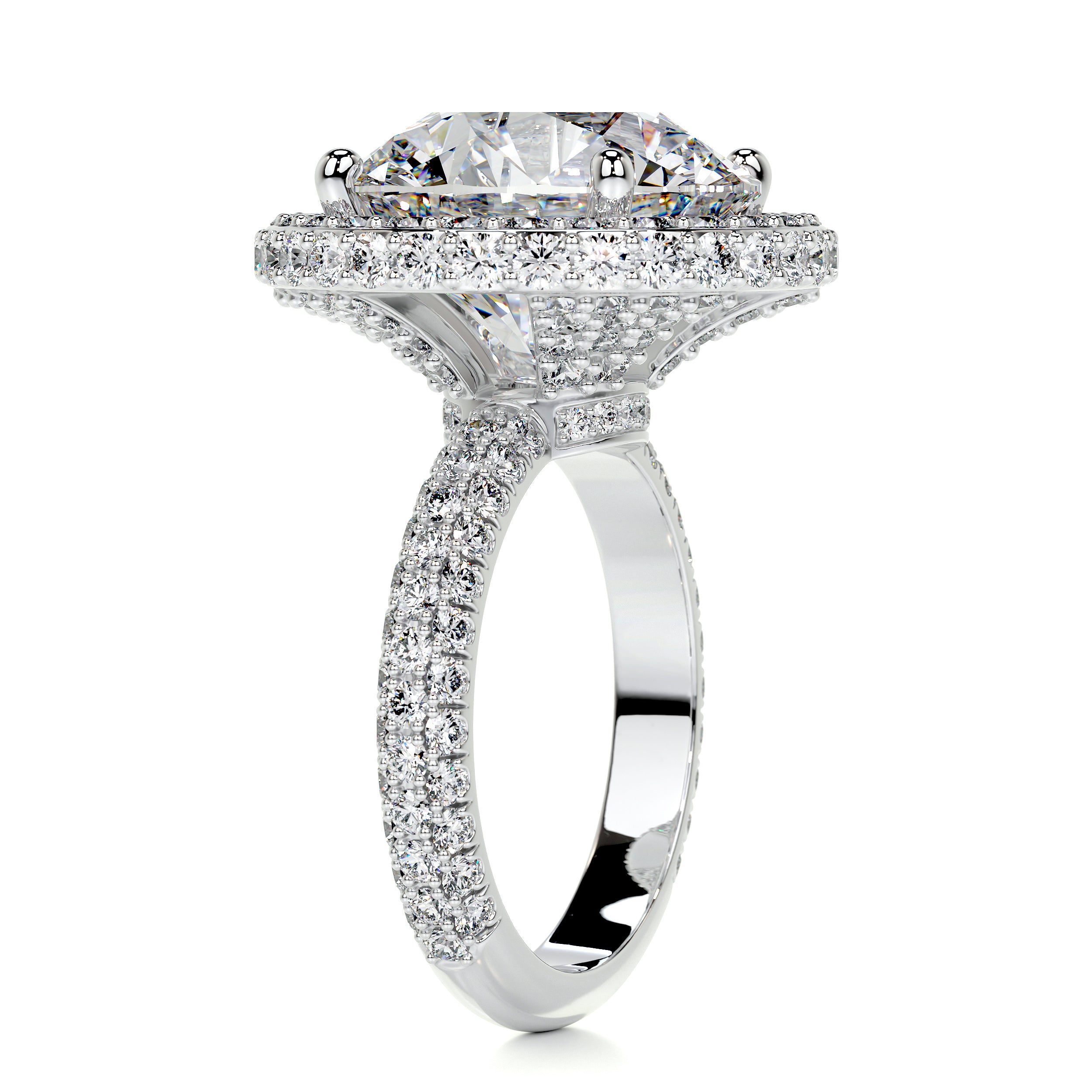 Asia Moissanite & Diamonds Ring -14K White Gold