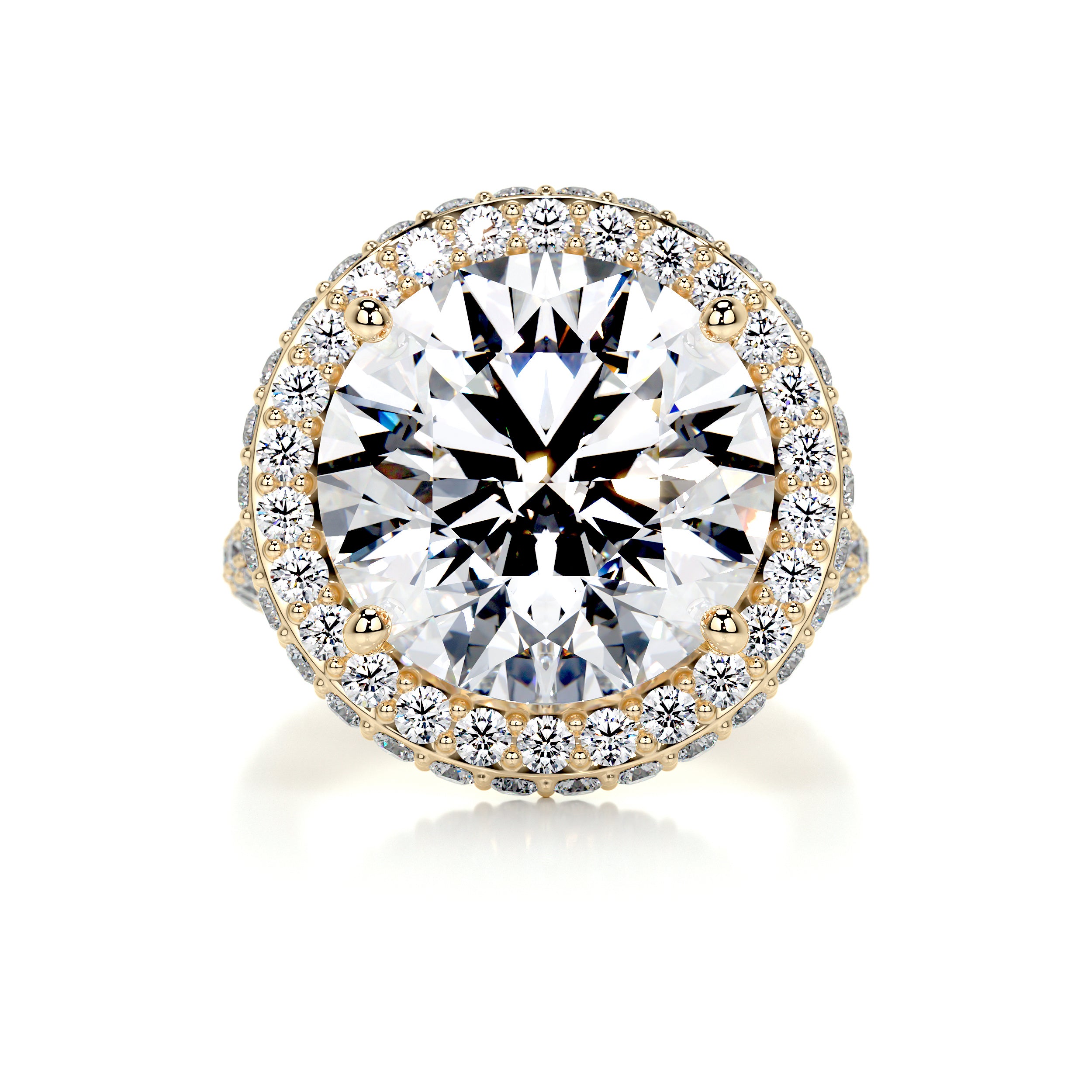 Asia Moissanite & Diamond Ring -18K Yellow Gold