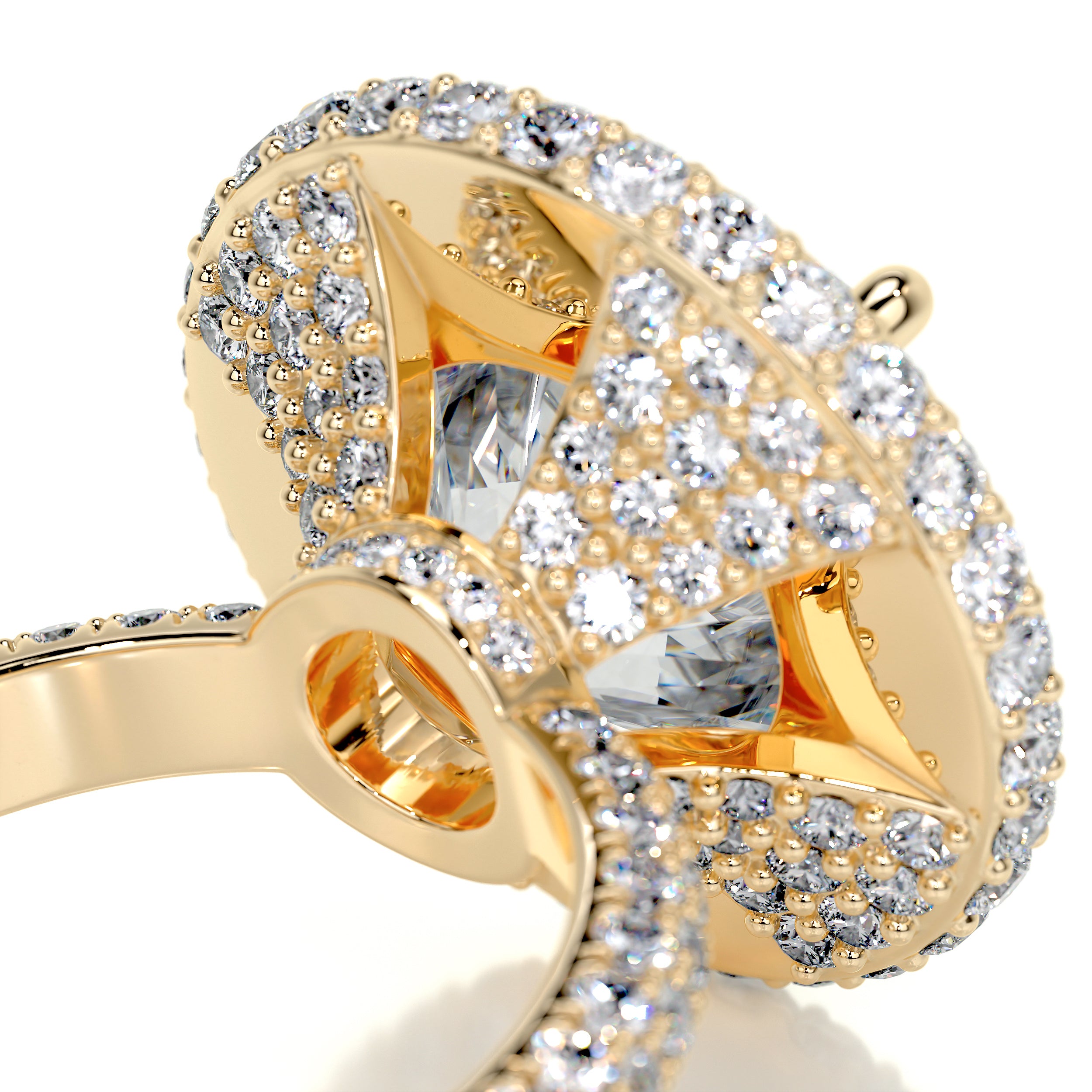 Asia Moissanite & Diamond Ring -18K Yellow Gold