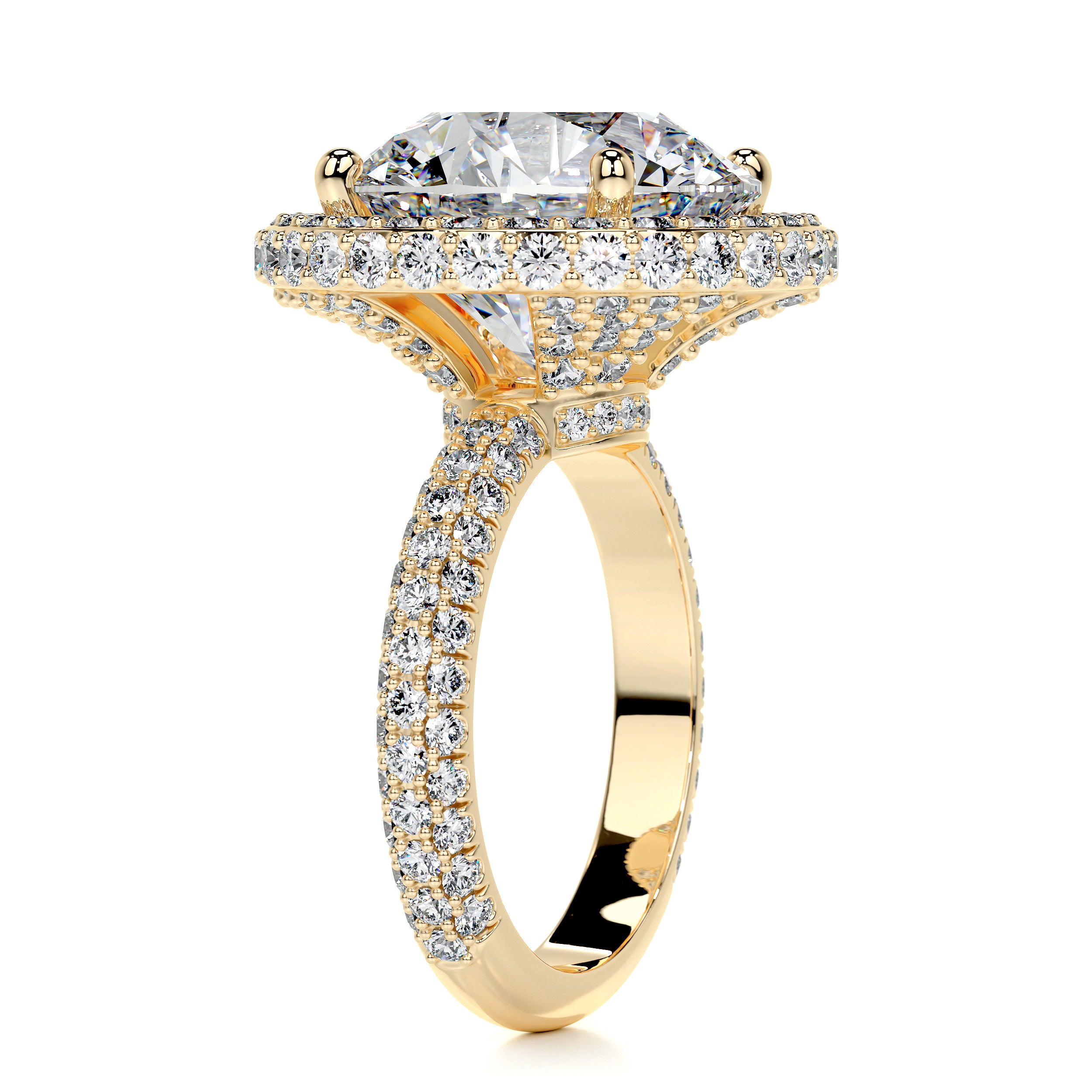 Asia Moissanite & Diamond Ring -18K Yellow Gold