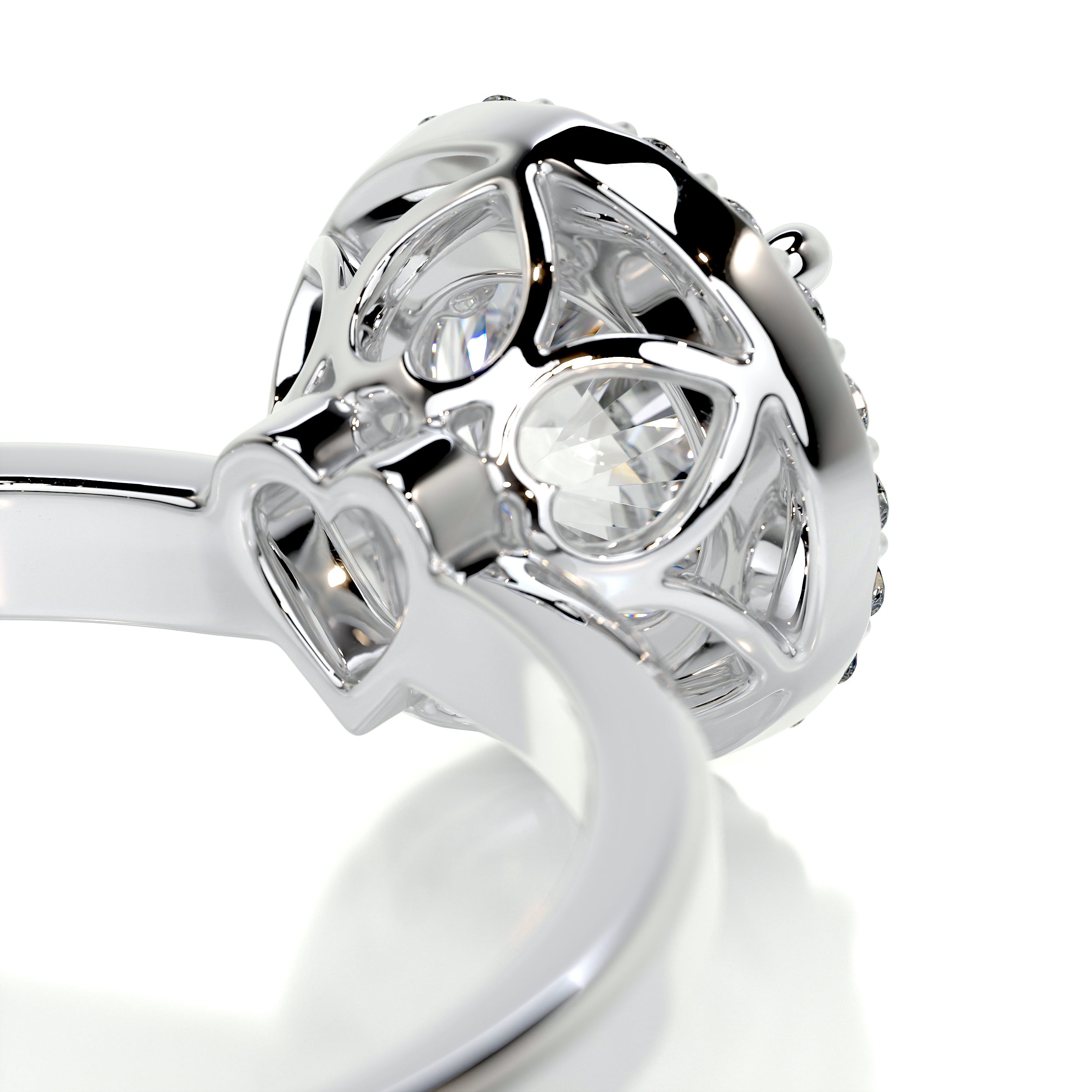 Anne Moissanite & Diamond Ring -18K White Gold