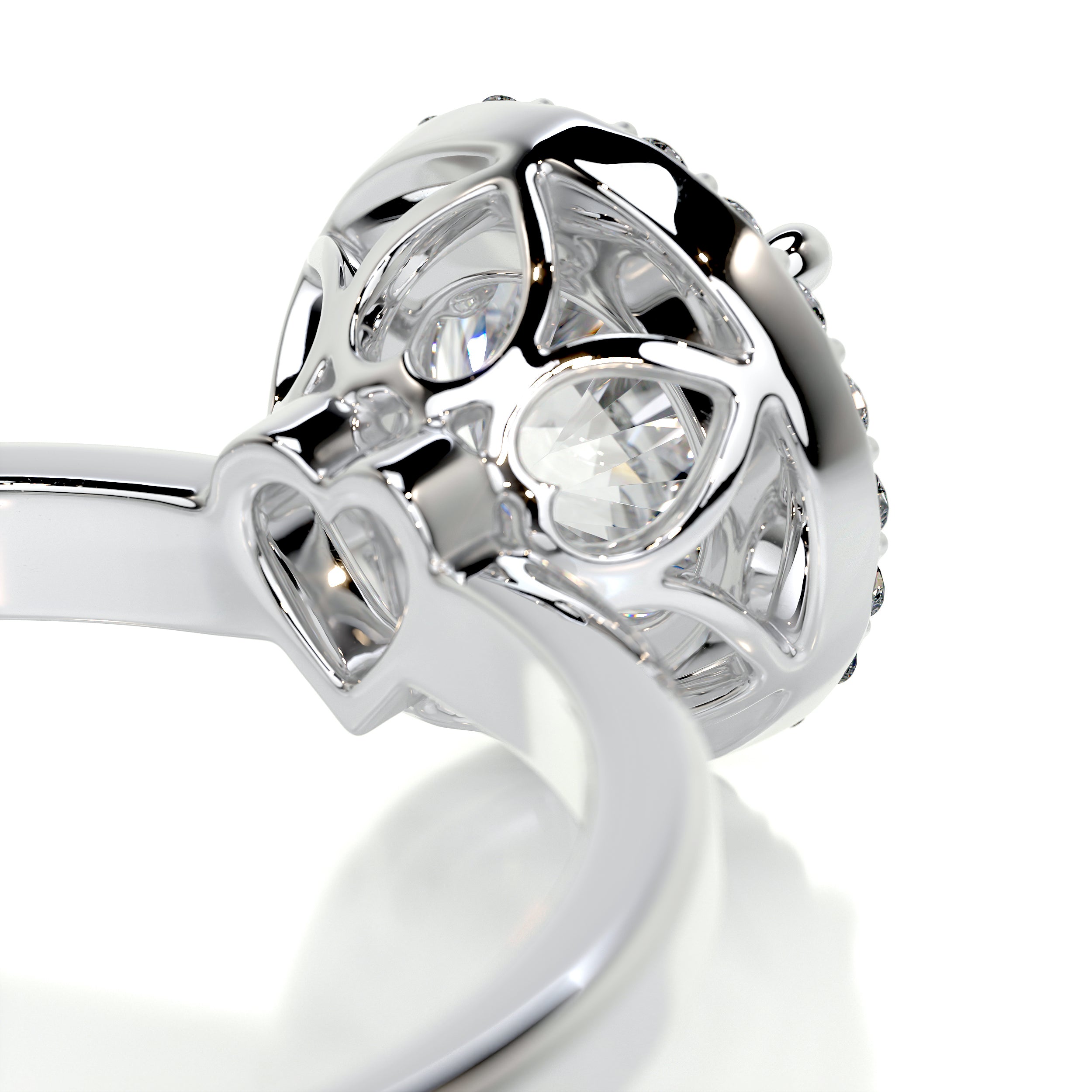Anne Moissanite & Diamonds Ring -18K White Gold
