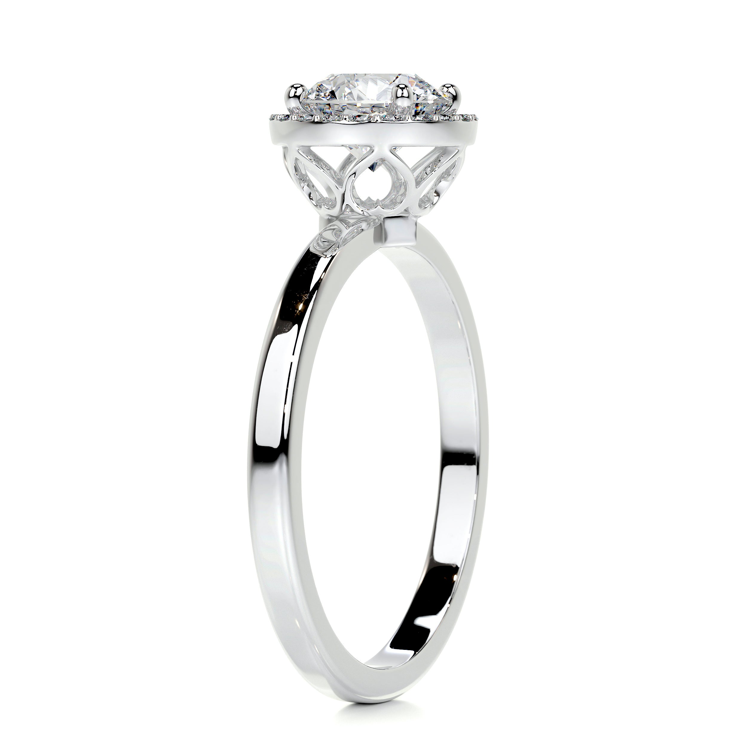 Anne Moissanite & Diamond Ring -18K White Gold