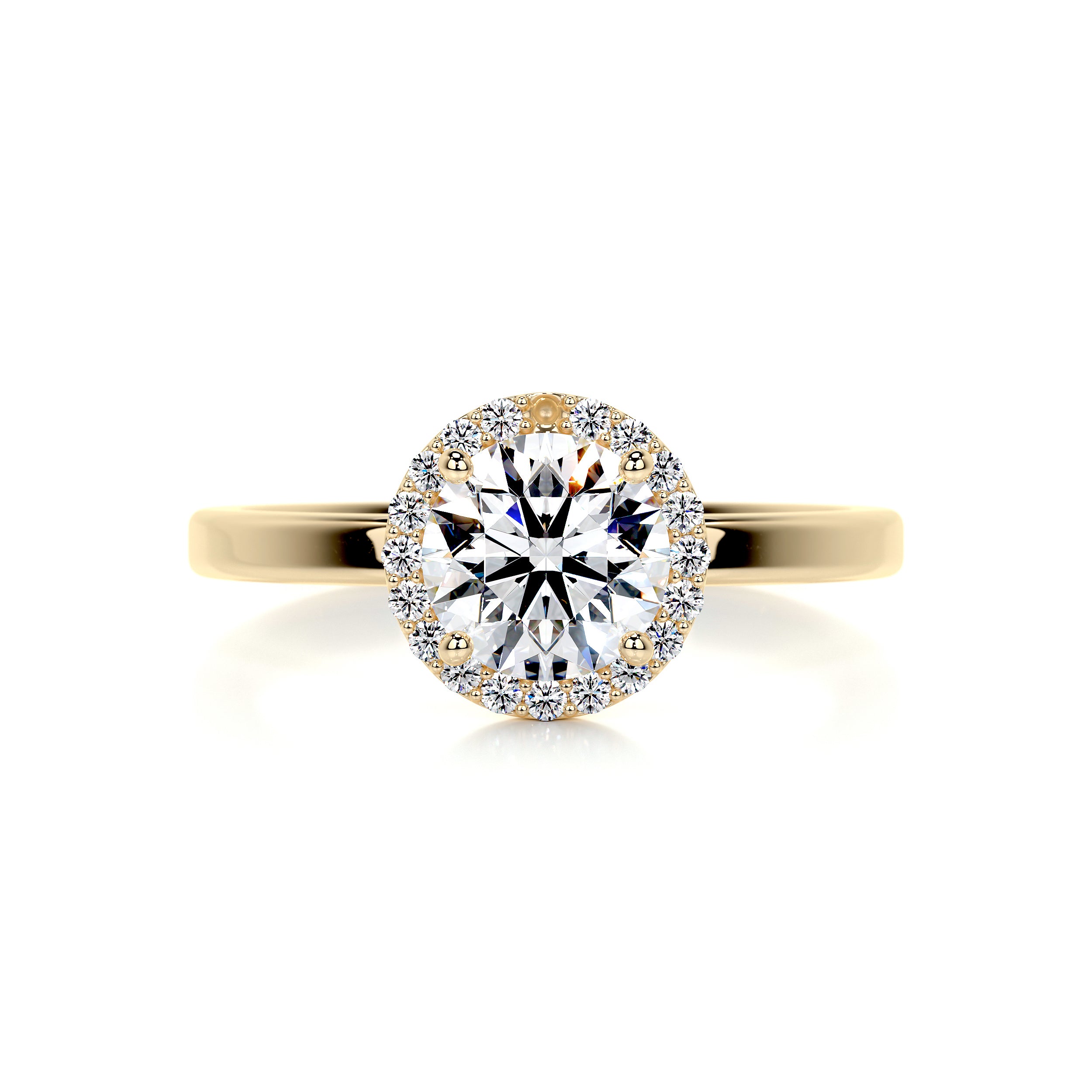 Anne Moissanite & Diamond Ring -18K Yellow Gold