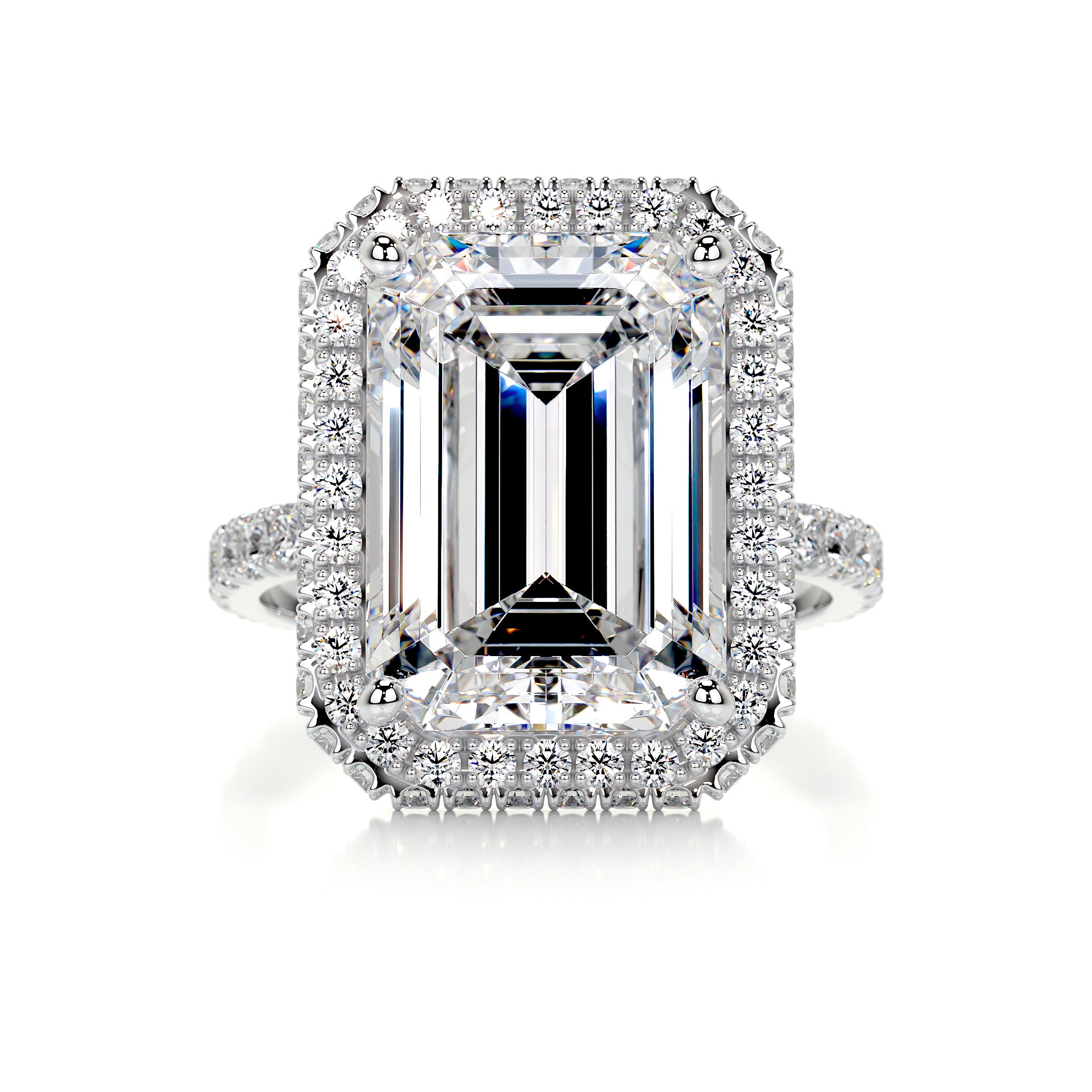 Claire Moissanite & Diamond Ring -14K White Gold