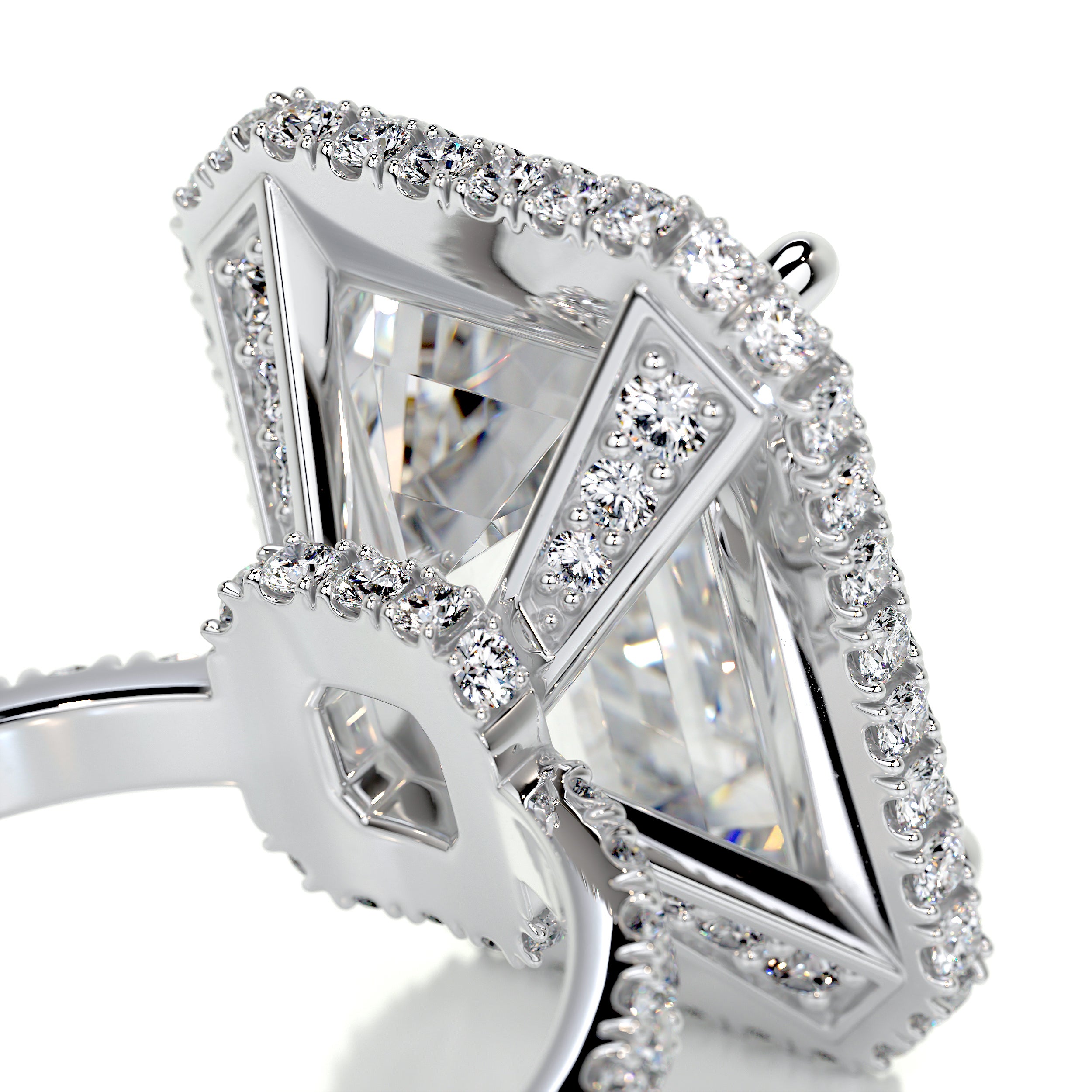 Claire Moissanite & Diamond Ring -18K White Gold