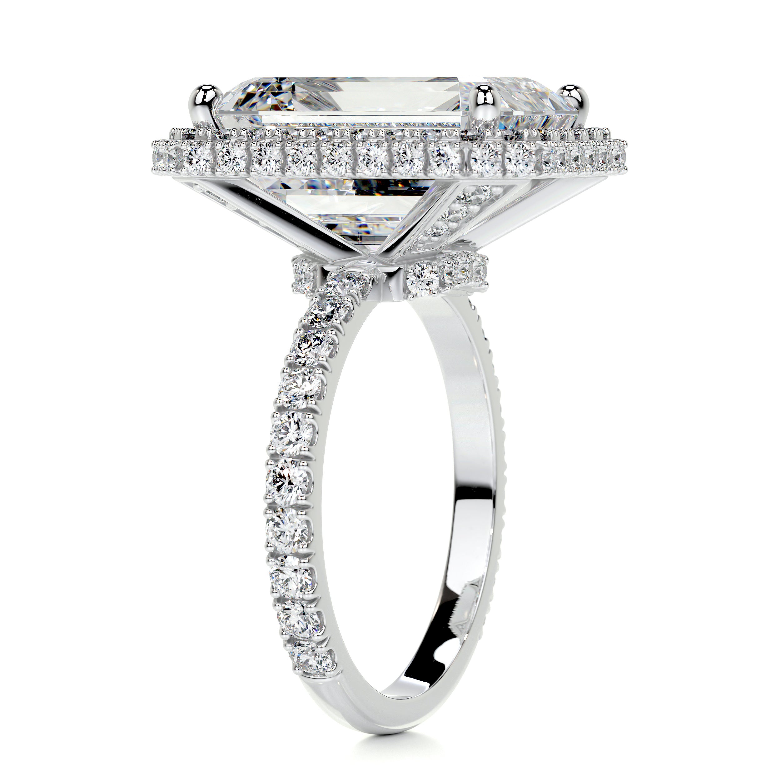 Claire Moissanite & Diamond Ring -18K White Gold