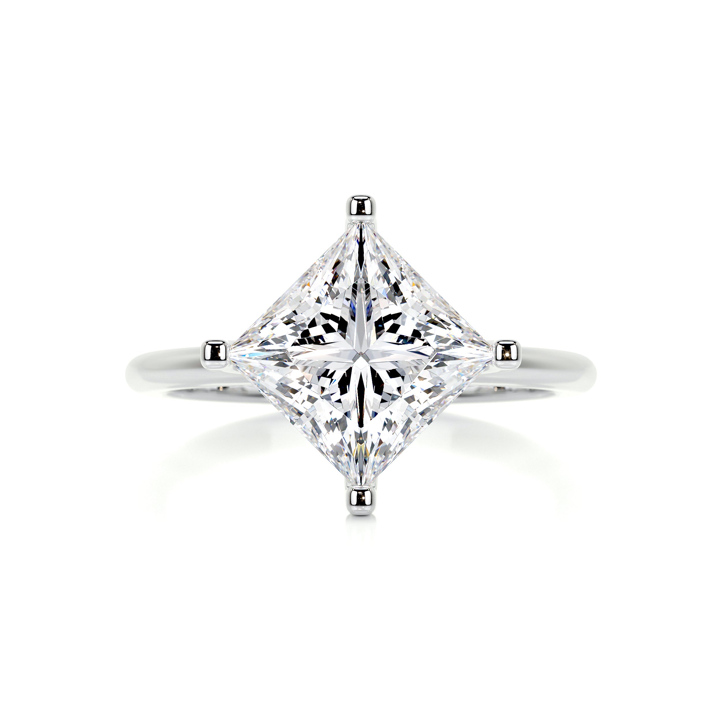 Alma Moissanite & Diamonds Ring -14K White Gold