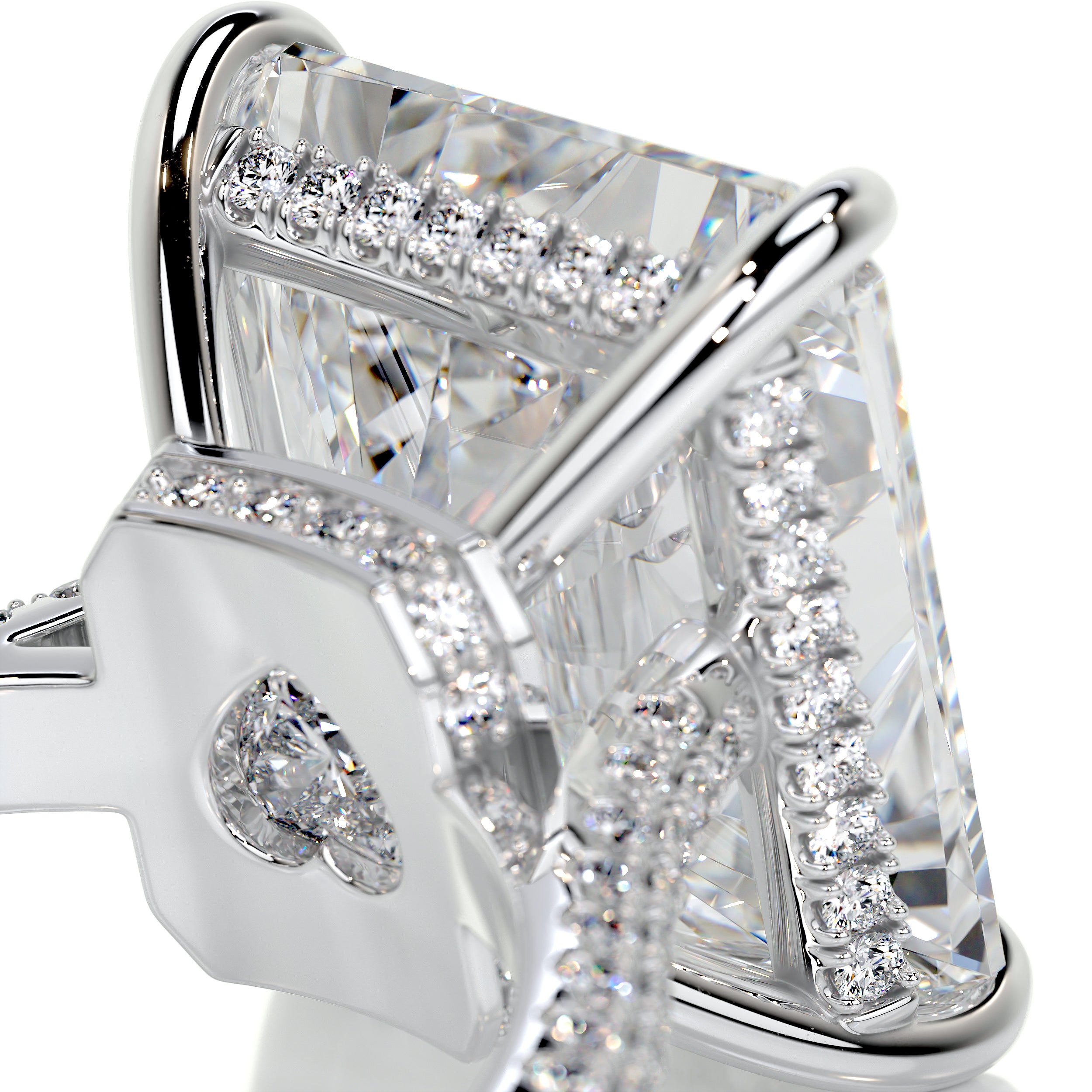 Cher Moissanite & Diamonds Ring -18K White Gold