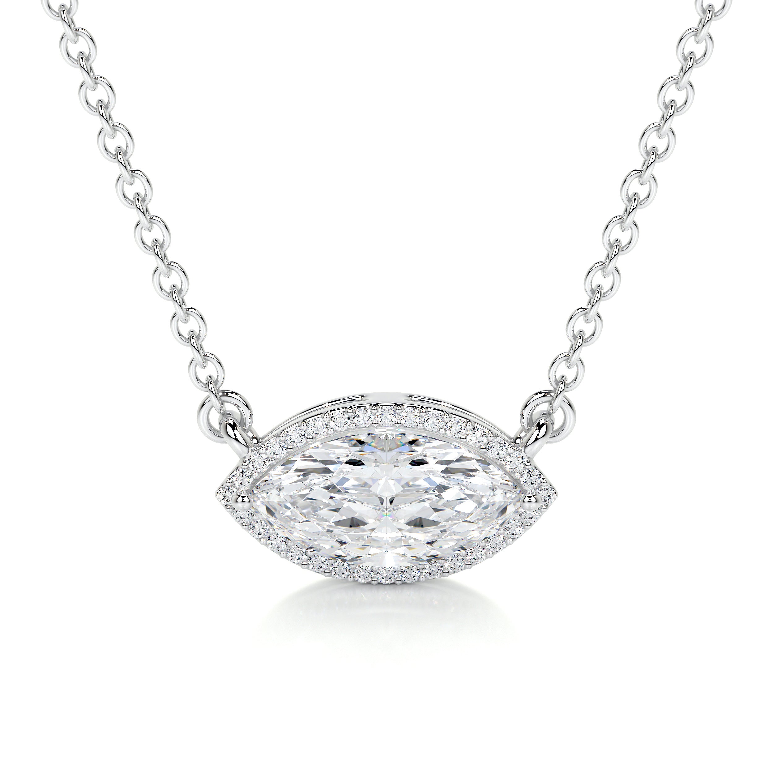 Britney Moissanite & Diamonds Necklace -14K White Gold