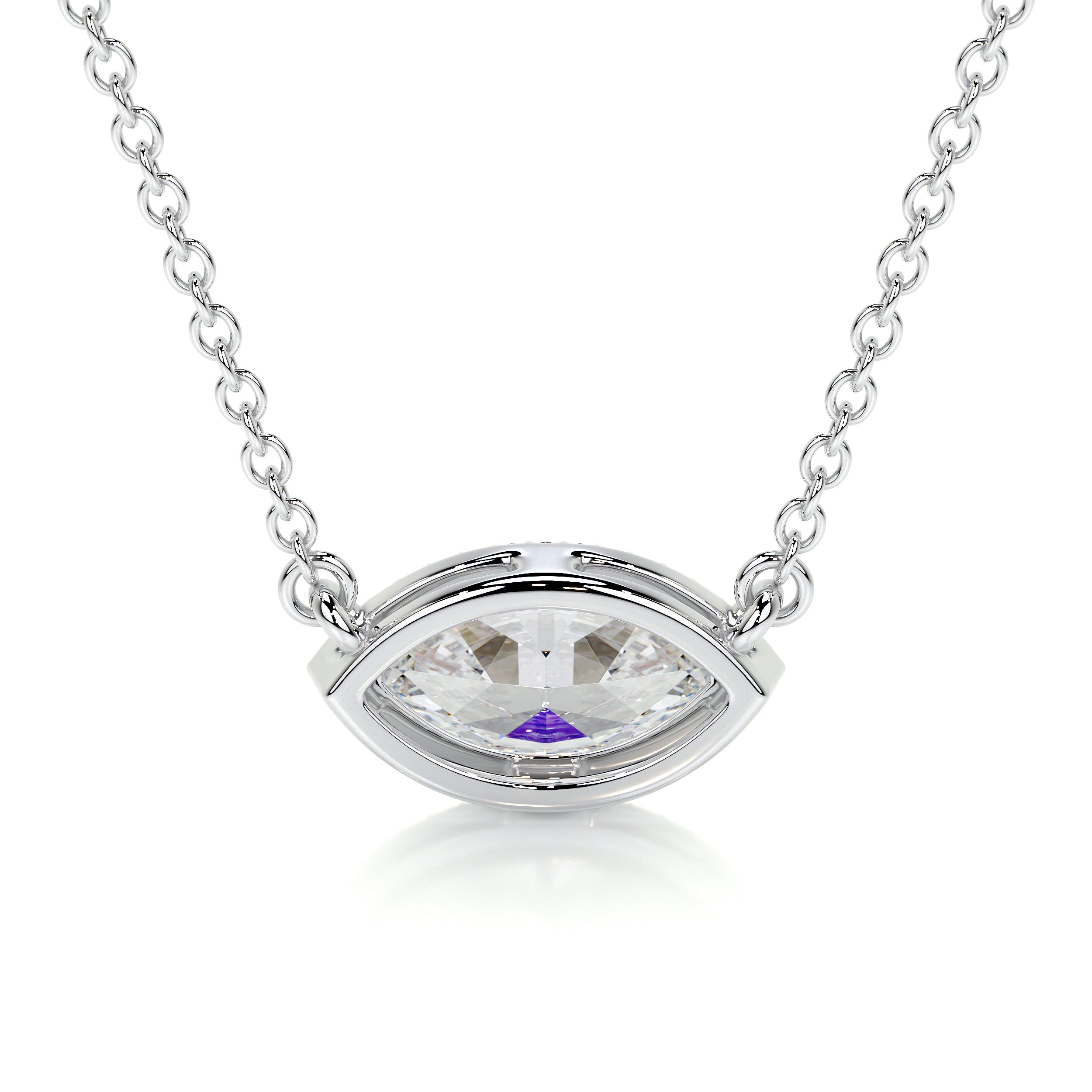 Britney Moissanite & Diamonds Necklace -14K White Gold