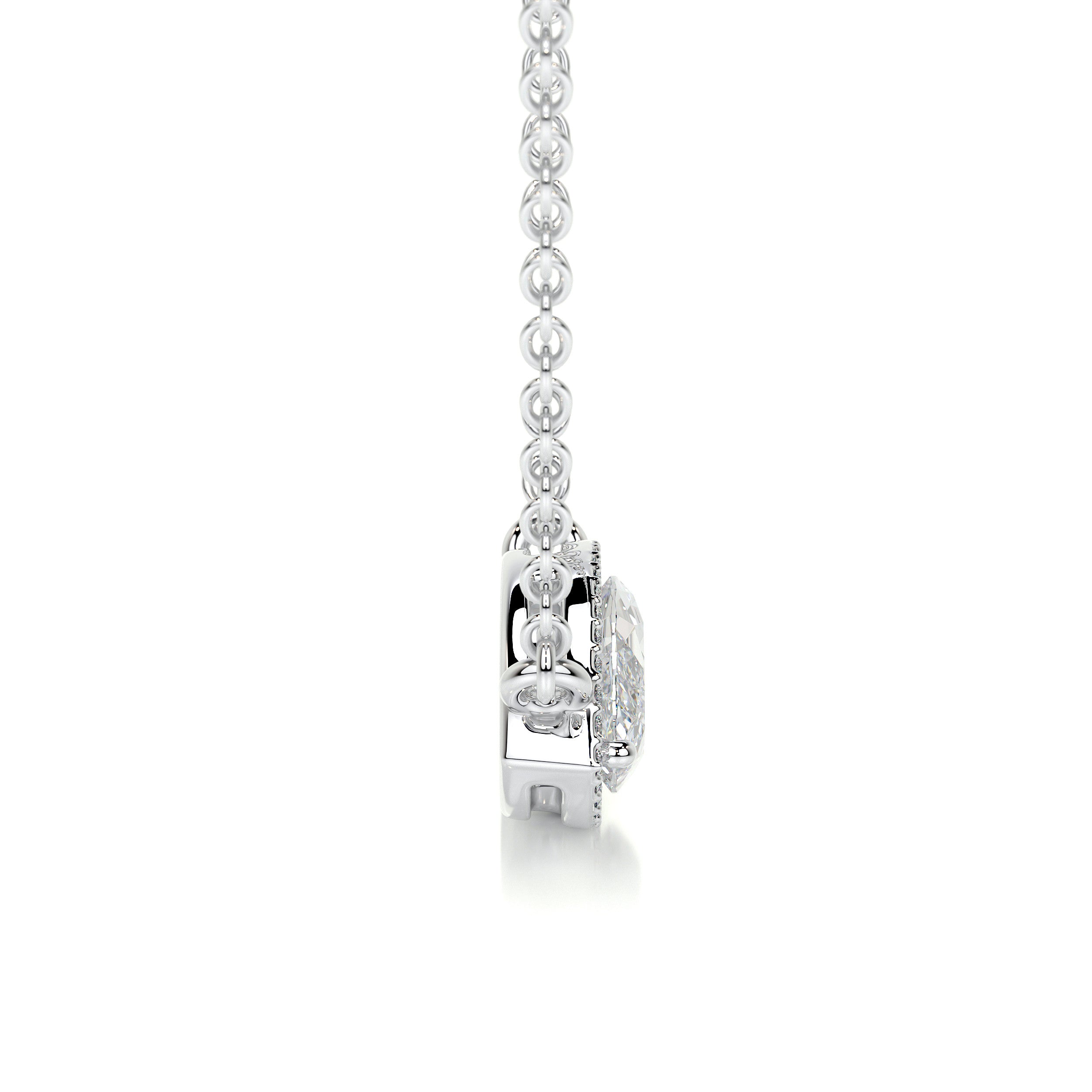 Britney Moissanite & Diamonds Necklace -18K White Gold