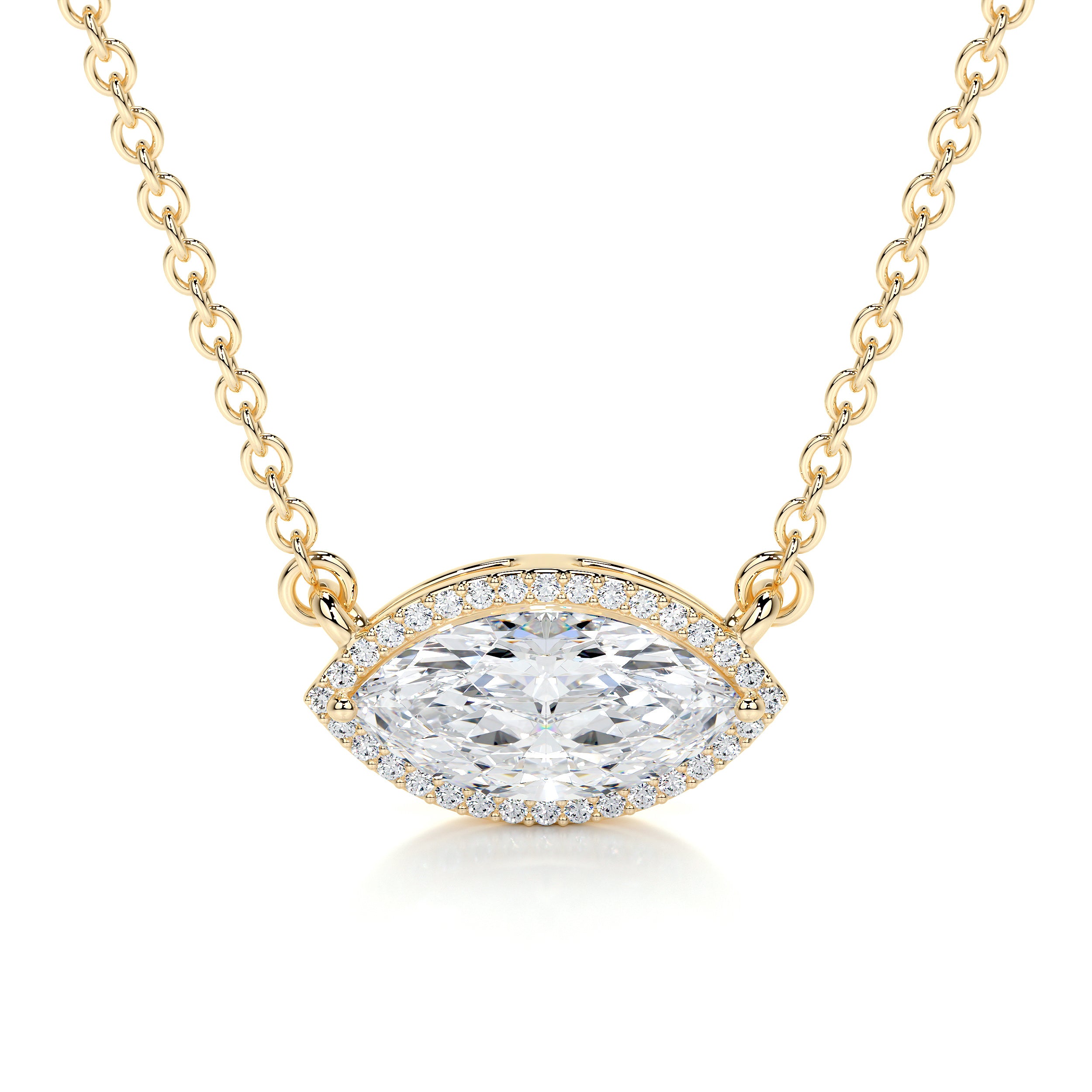 Britney Moissanite & Diamonds Necklace -18K Yellow Gold