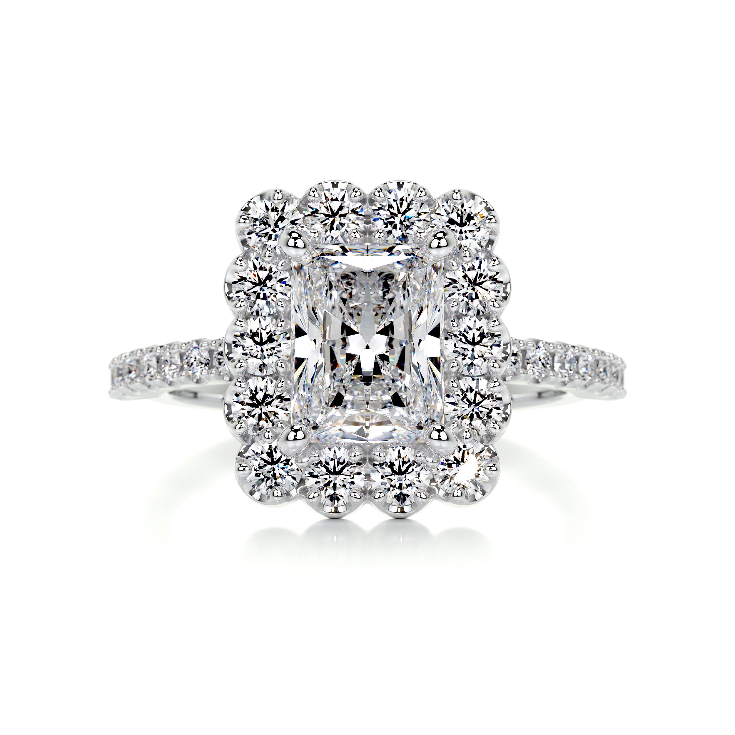 Abby Moissanite & Diamond Ring -18K White Gold